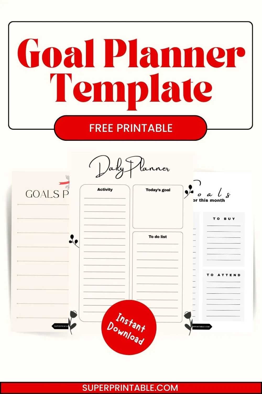 35+ Goal Planner Template Pinterest Image