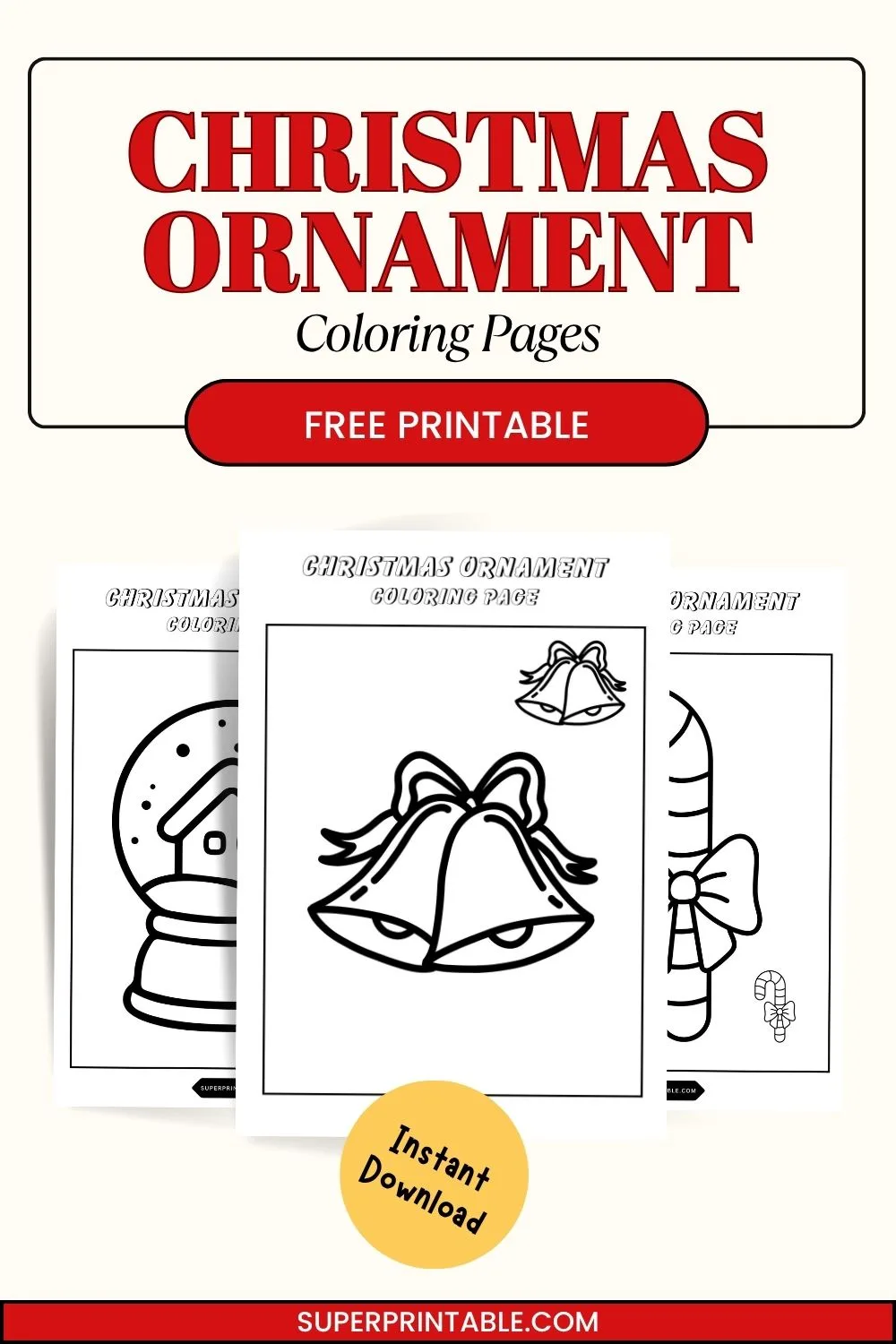 40 Christmas Ornament Coloring Pages Pinterest Image