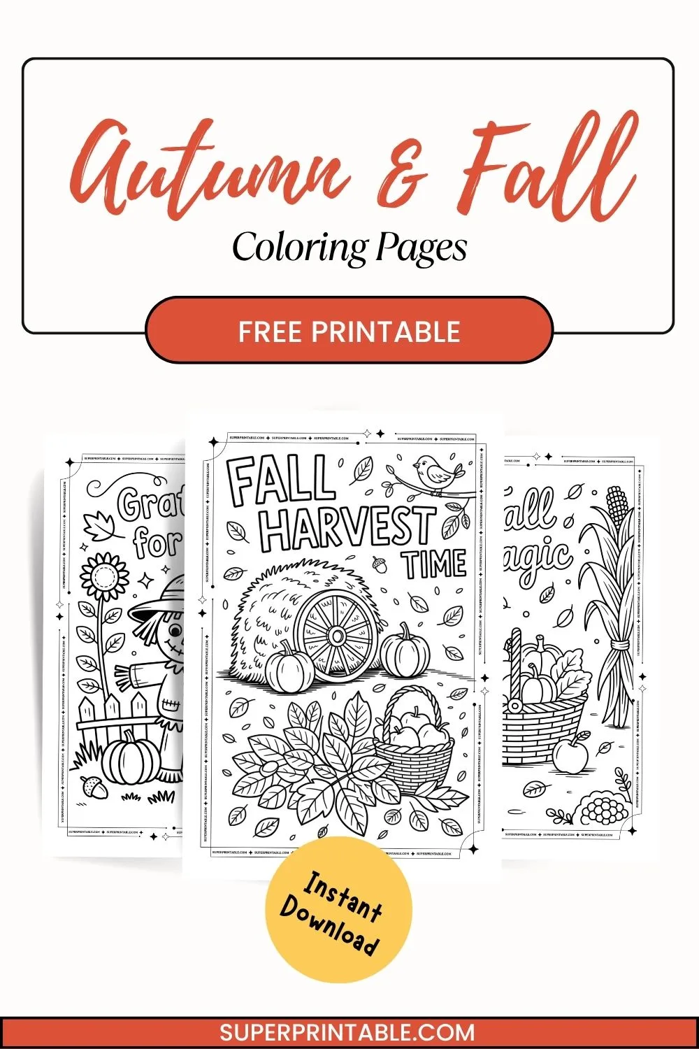 Autumn & Fall Coloring Pages Pinterest Image