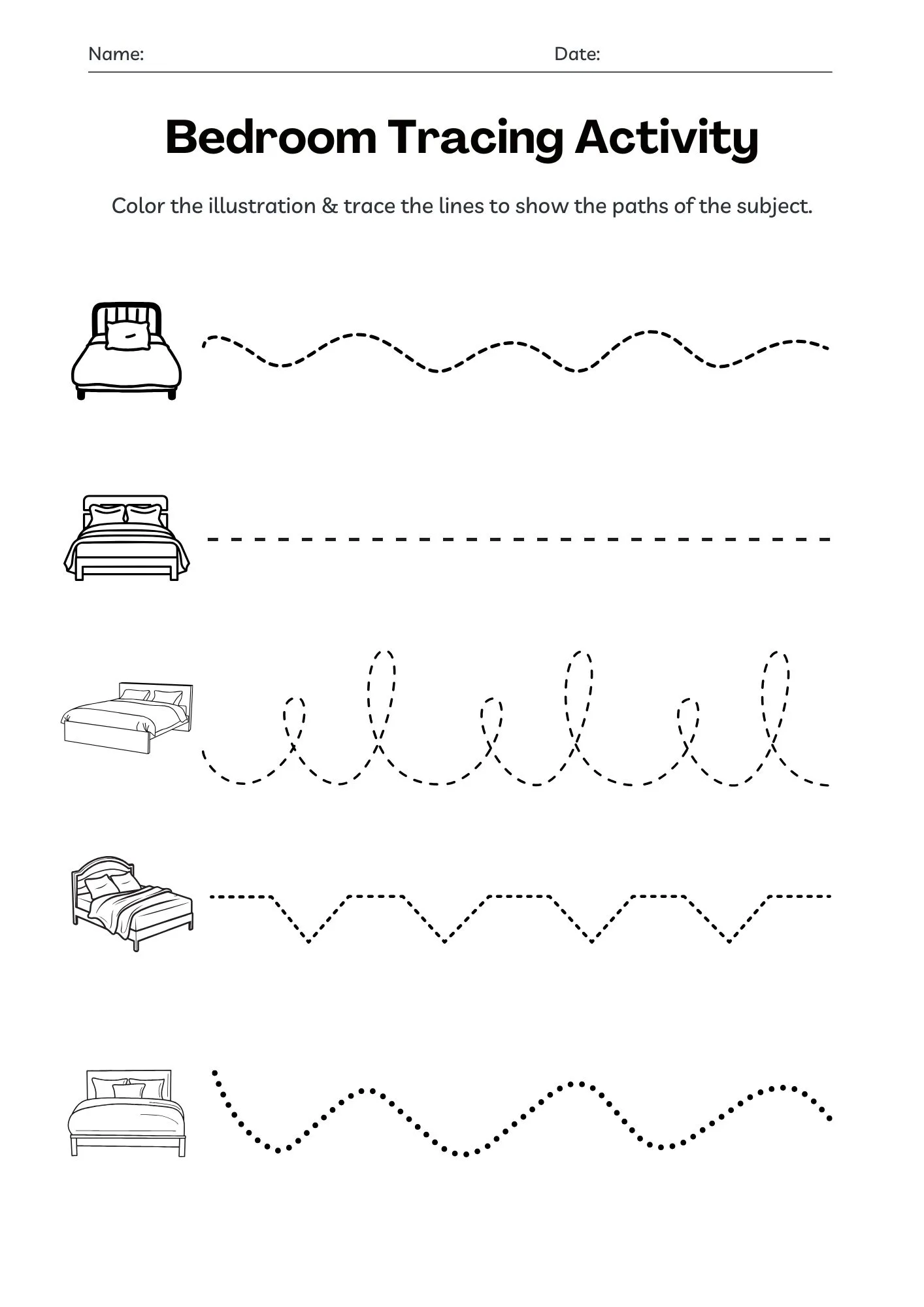 Bedroom Tracing Activity 1