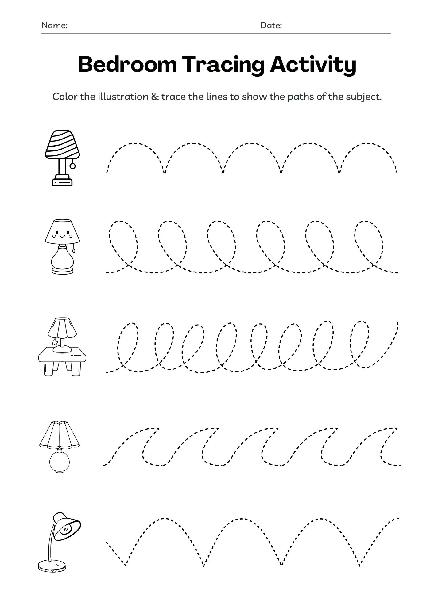 Bedroom Tracing Activity 2