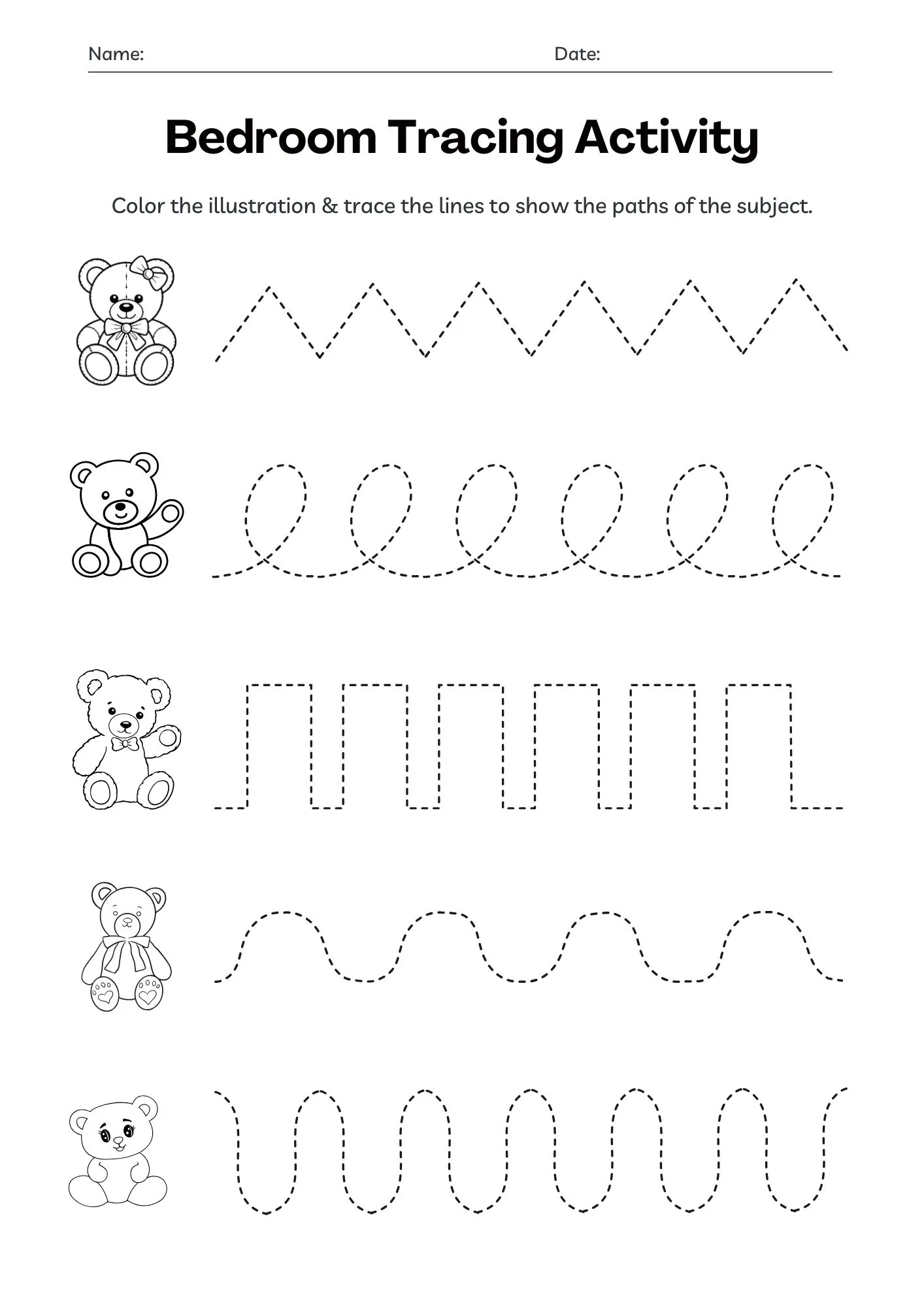 Bedroom Tracing Activity 3