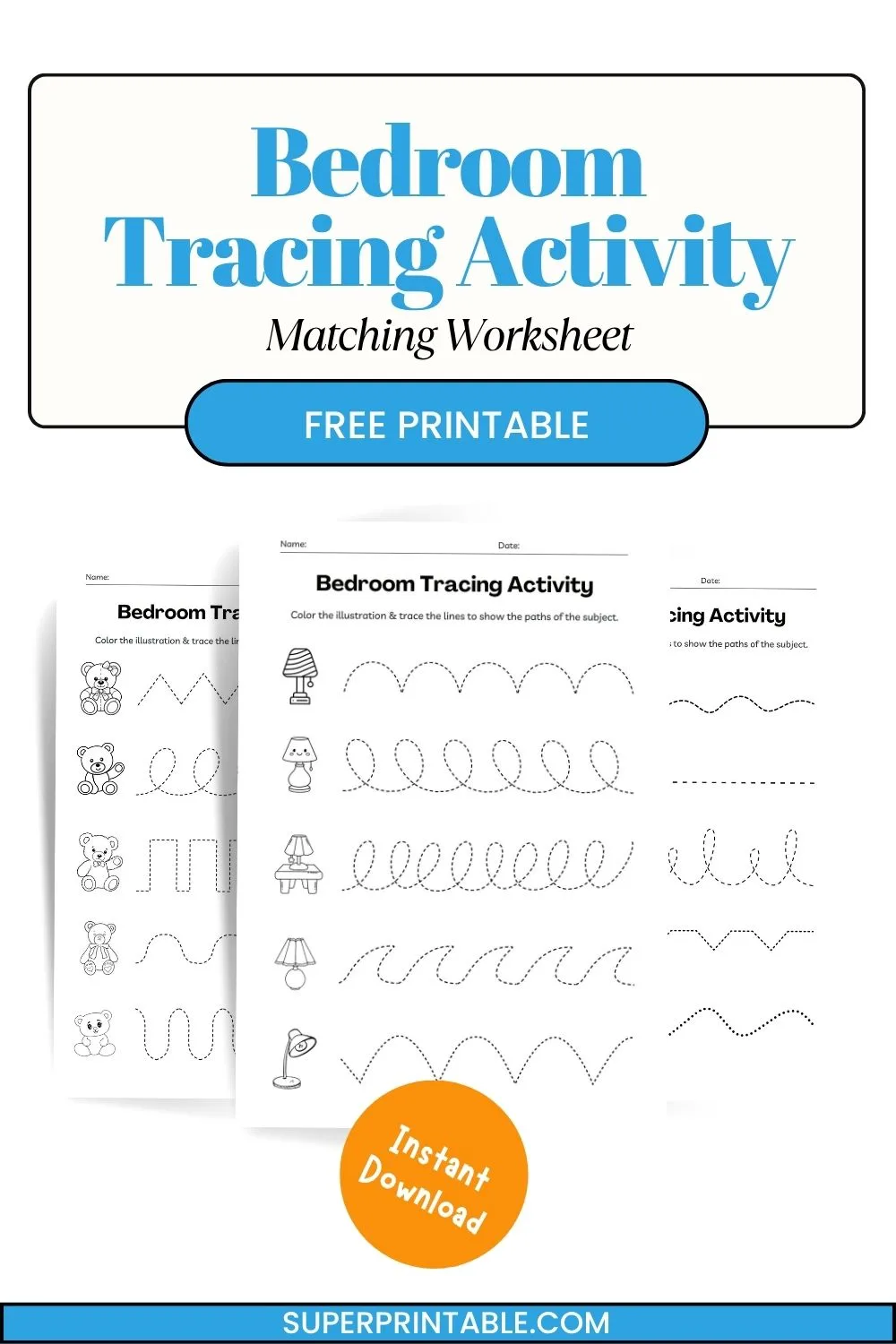 Bedroom Tracing Activity Pinterest Image