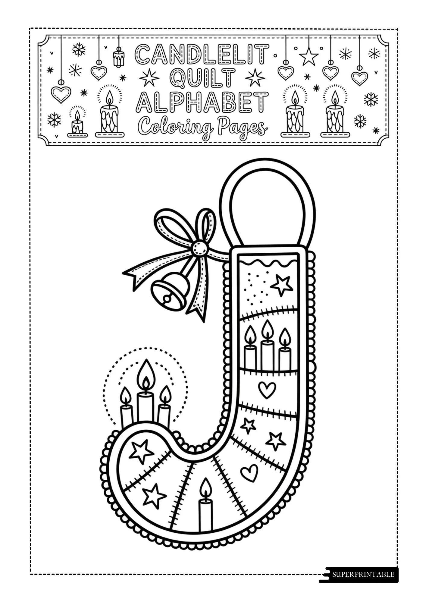 Candlelit Quilt Alphabet Coloring Book 10