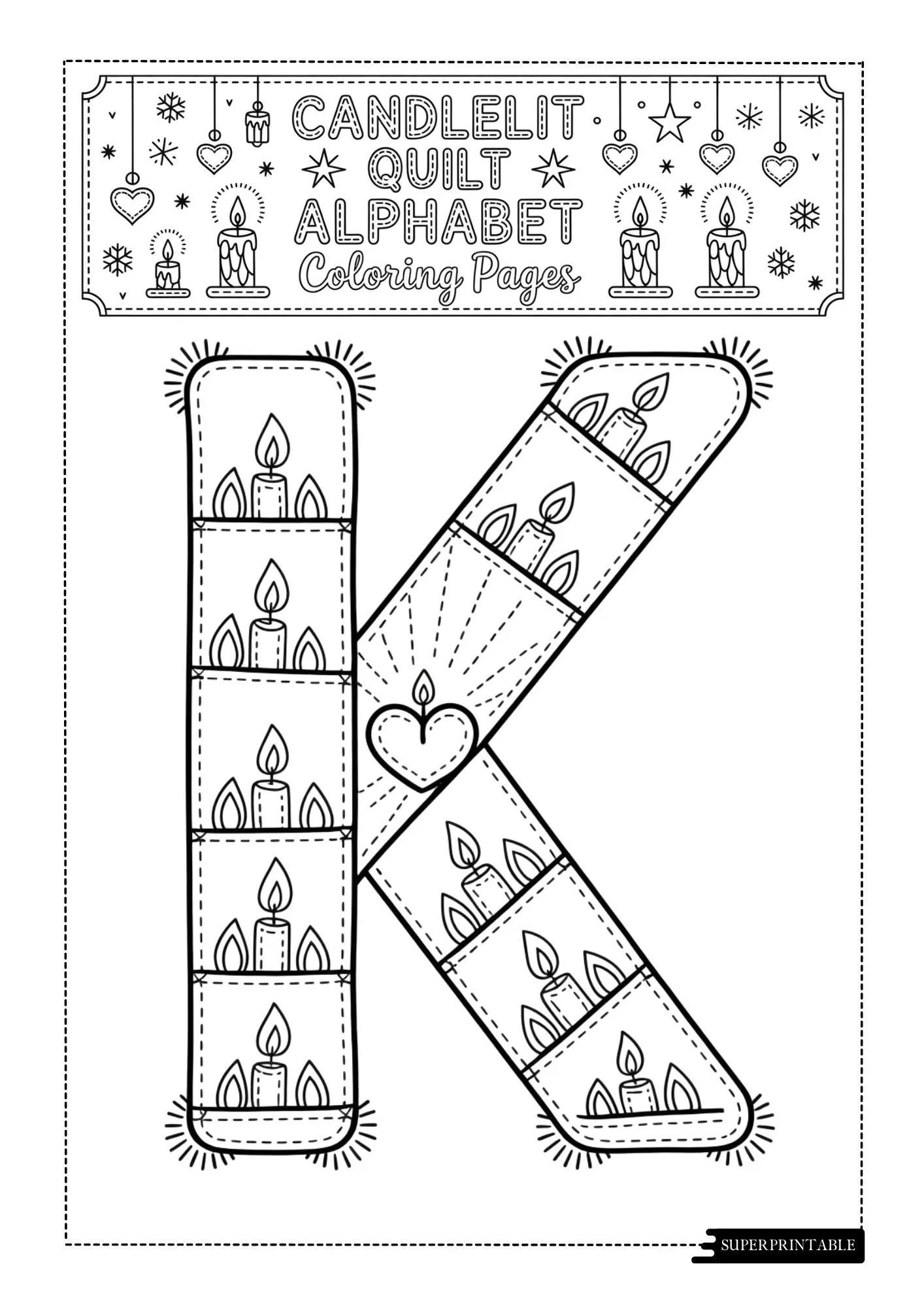 Candlelit Quilt Alphabet Coloring Book 11