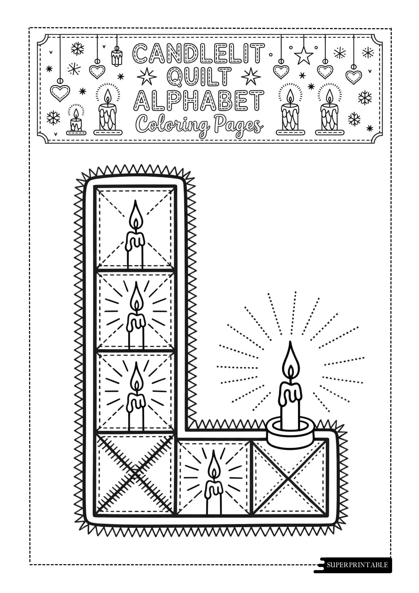 Candlelit Quilt Alphabet Coloring Book 12