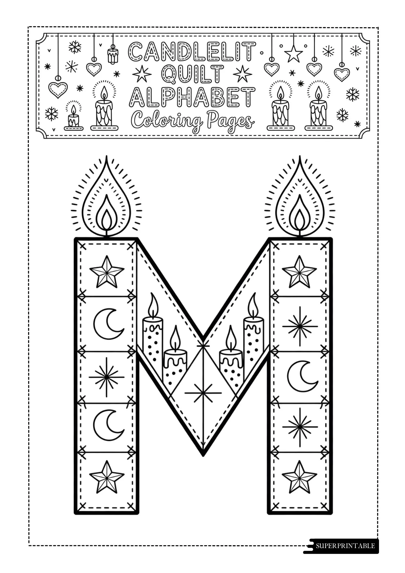Candlelit Quilt Alphabet Coloring Book 13