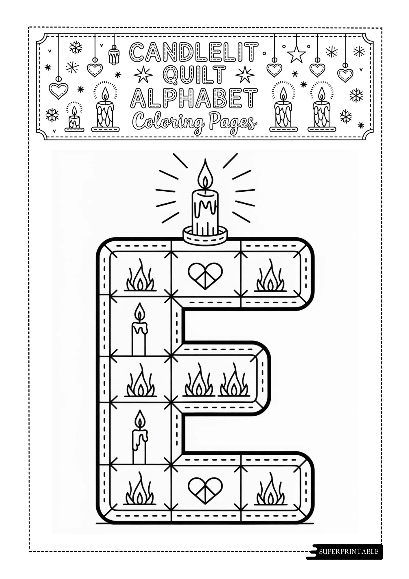 Candlelit Quilt Alphabet Coloring Book 5