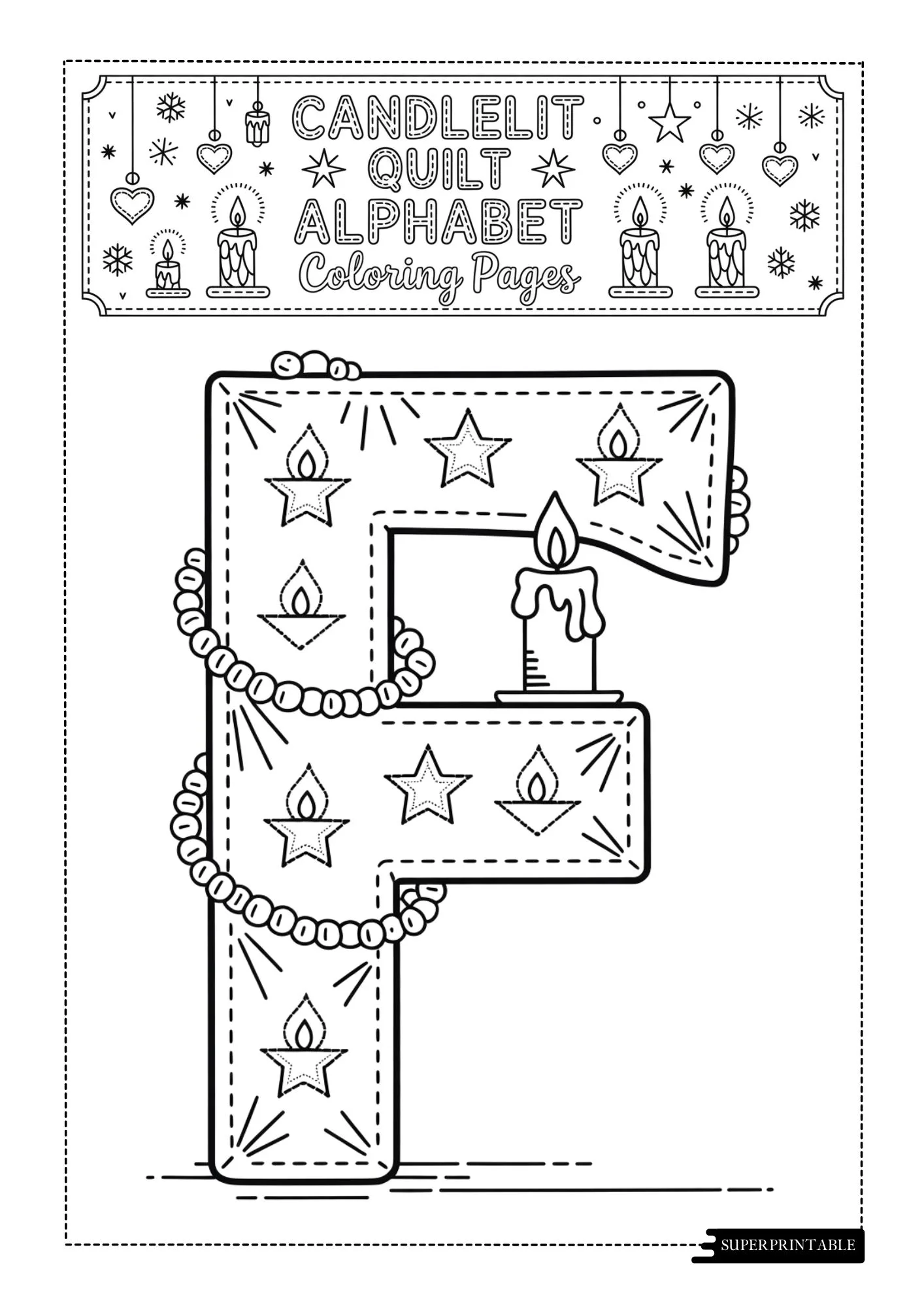 Candlelit Quilt Alphabet Coloring Book 6