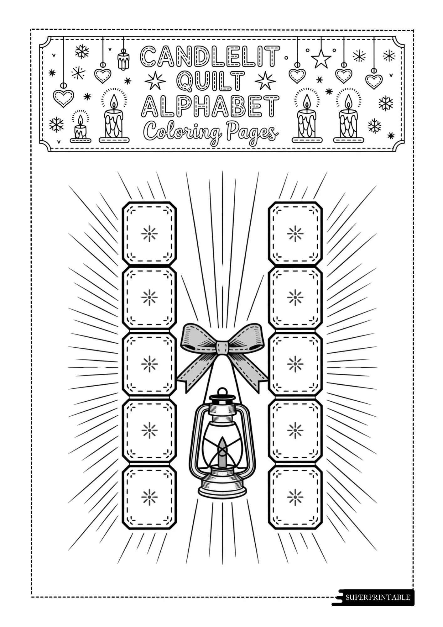 Candlelit Quilt Alphabet Coloring Book 8