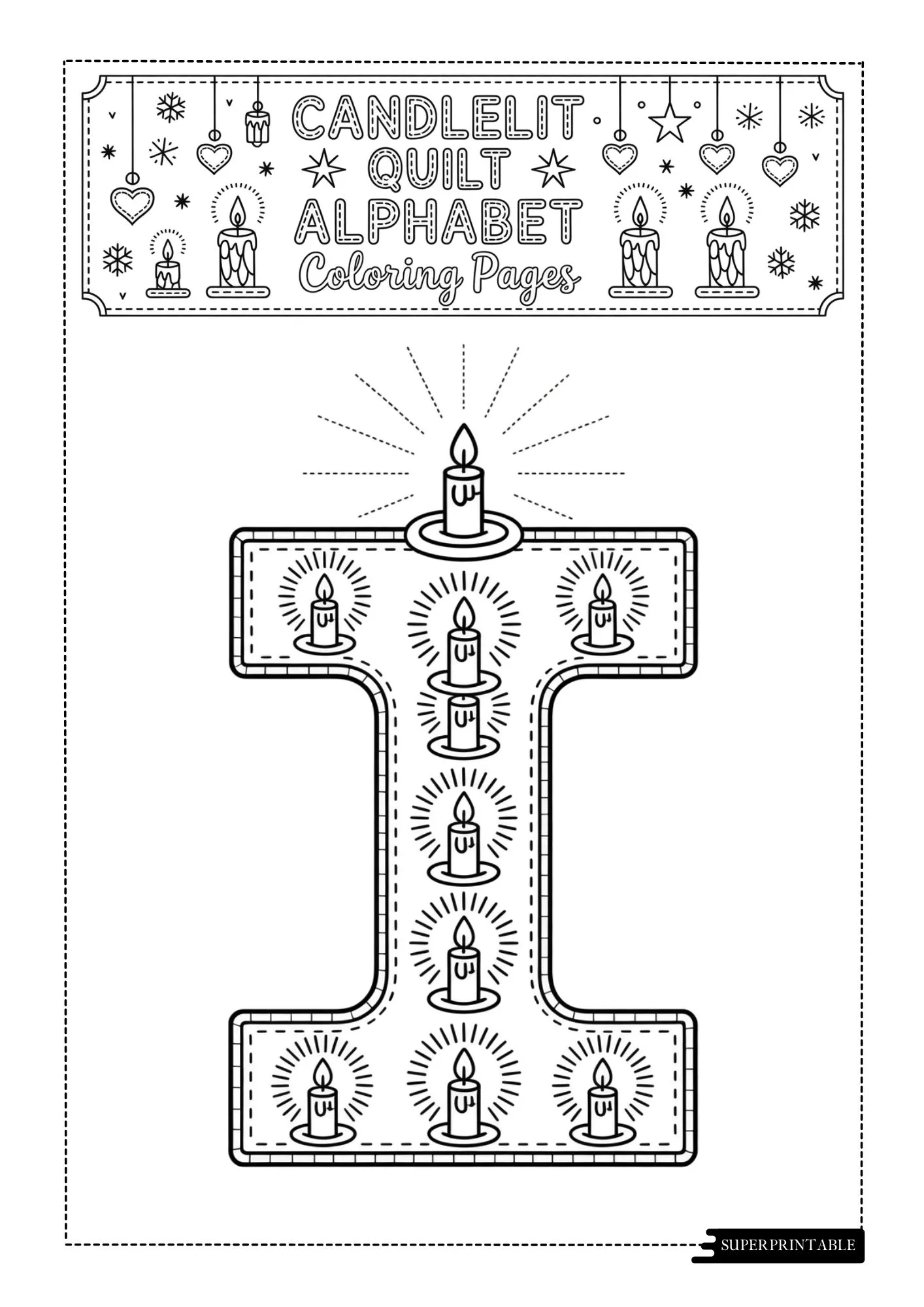 Candlelit Quilt Alphabet Coloring Book 9