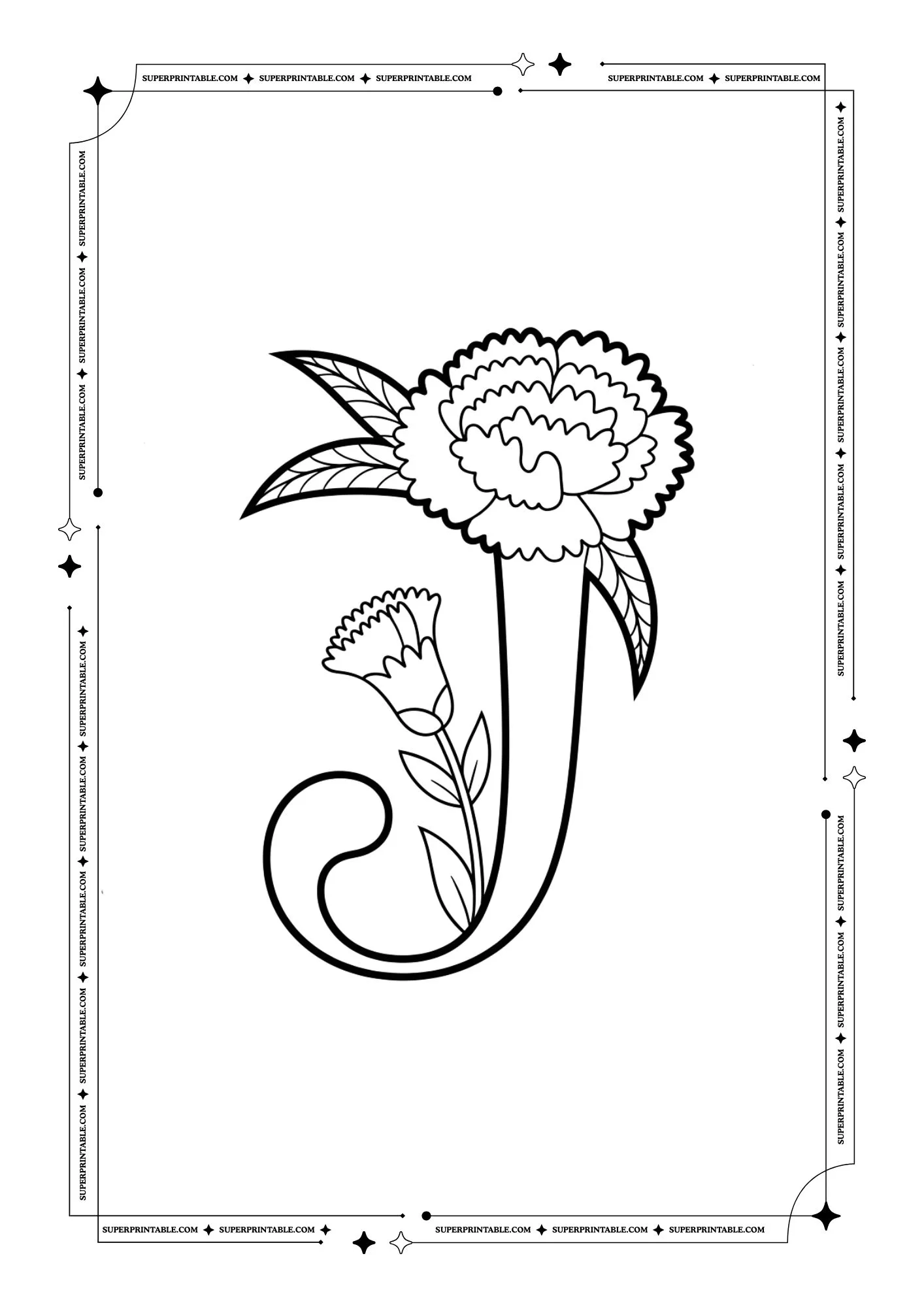 Carnation Alphabet Coloring Pages 10