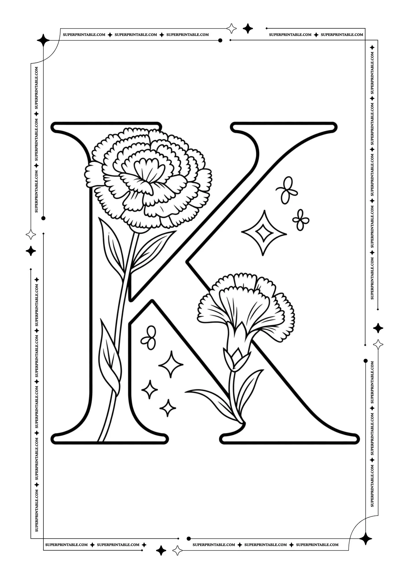 Carnation Alphabet Coloring Pages 11