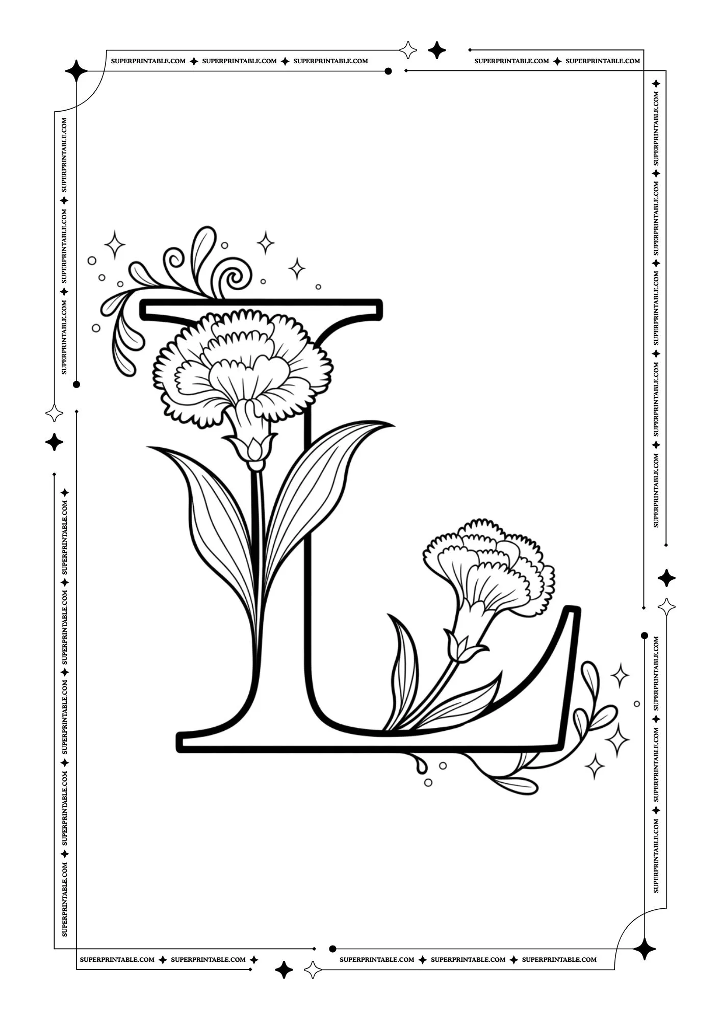 Carnation Alphabet Coloring Pages 12
