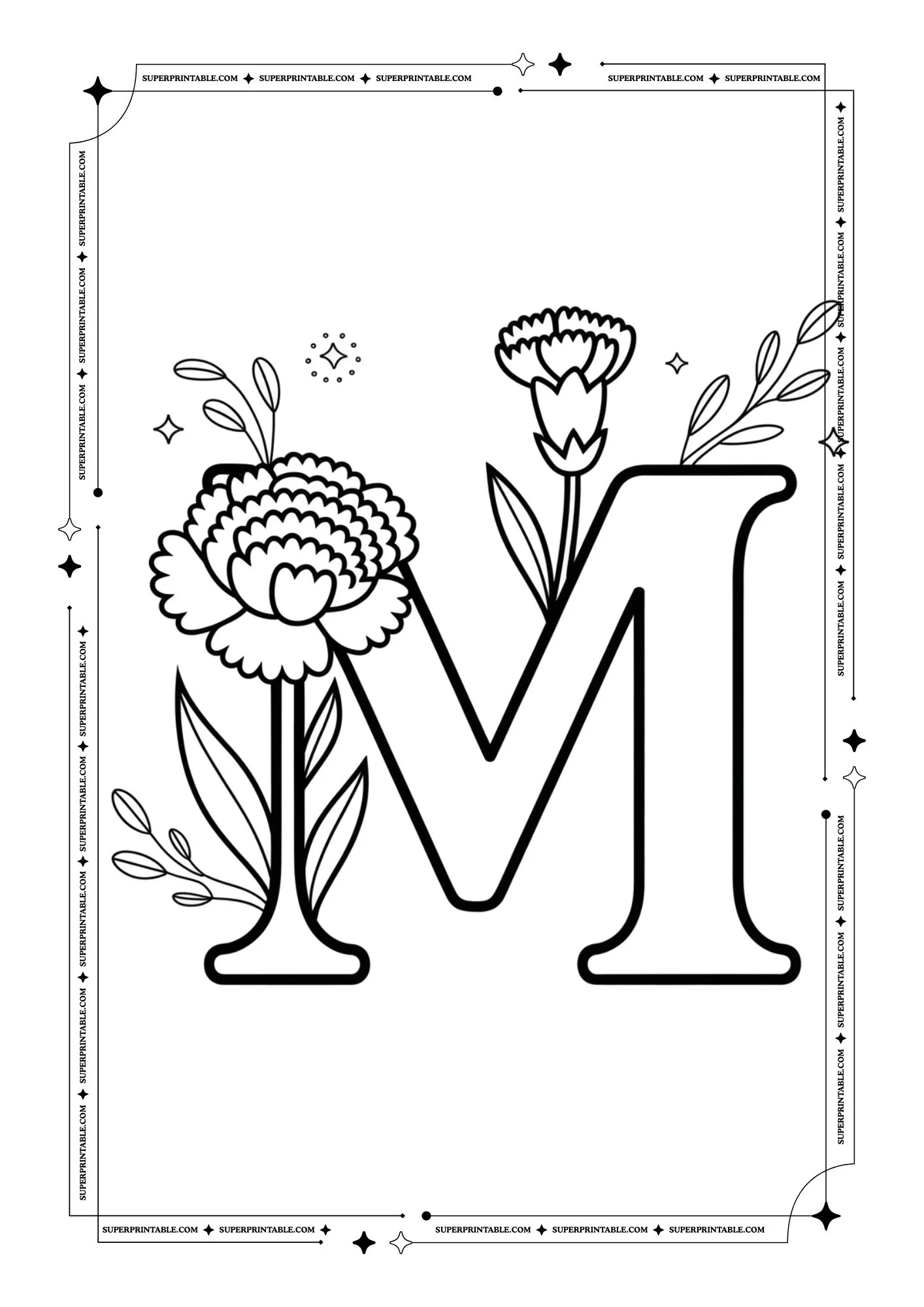 Carnation Alphabet Coloring Pages 13