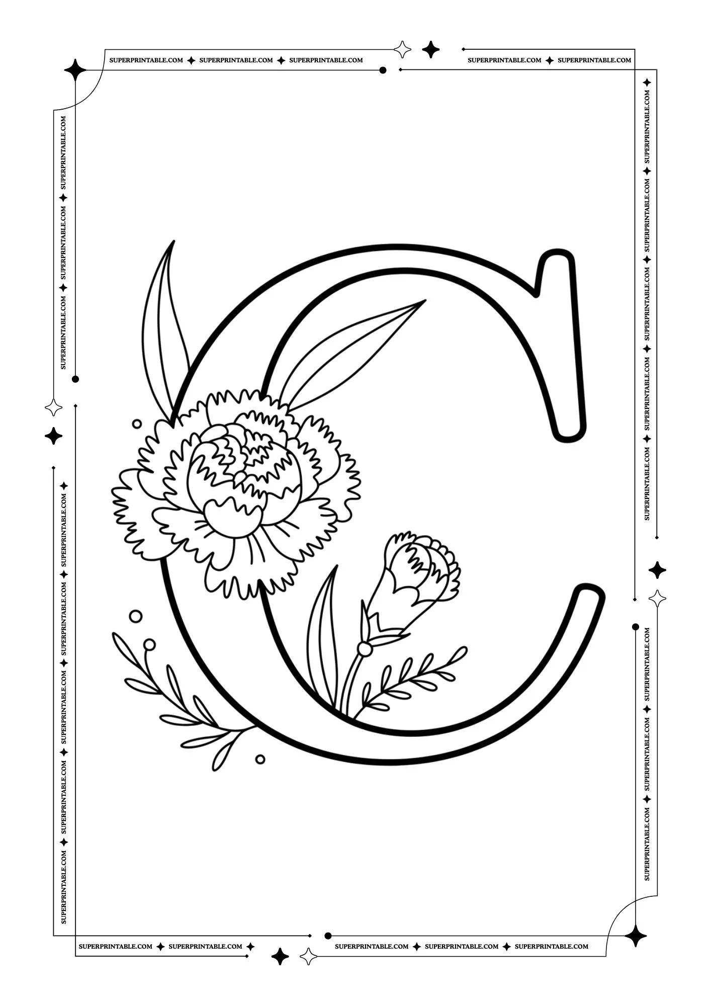 Carnation Alphabet Coloring Pages 3