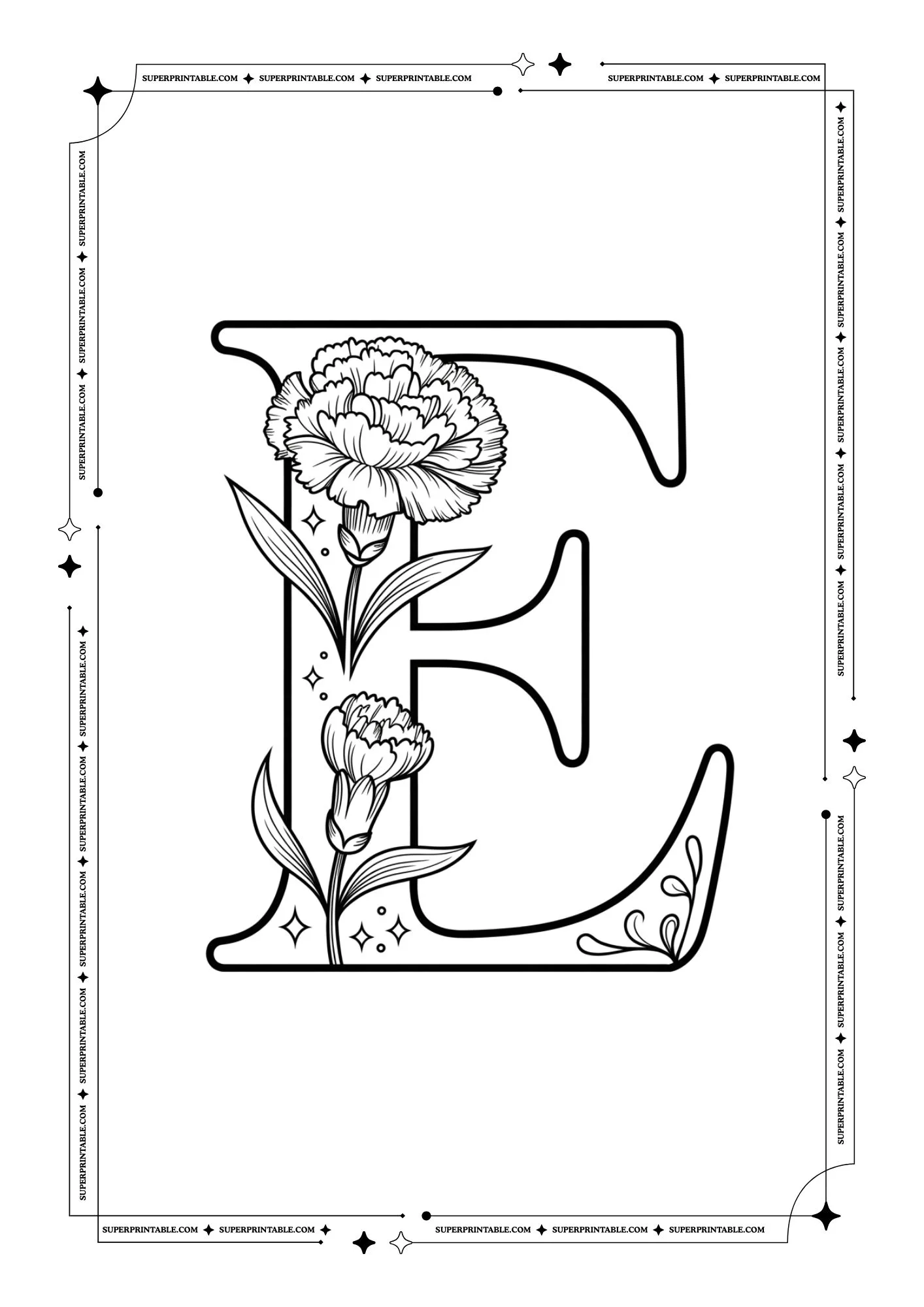 Carnation Alphabet Coloring Pages 5