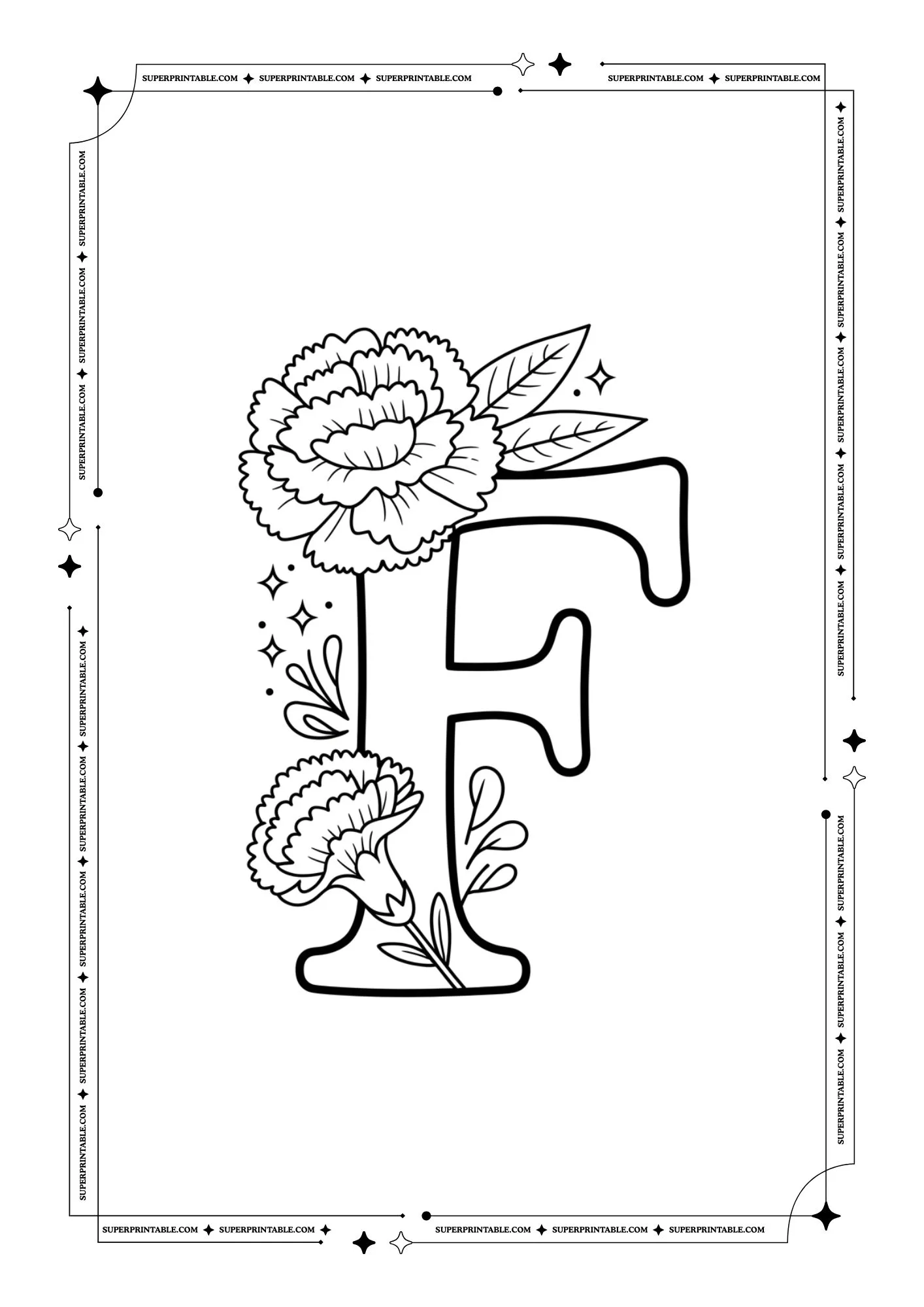 Carnation Alphabet Coloring Pages 6