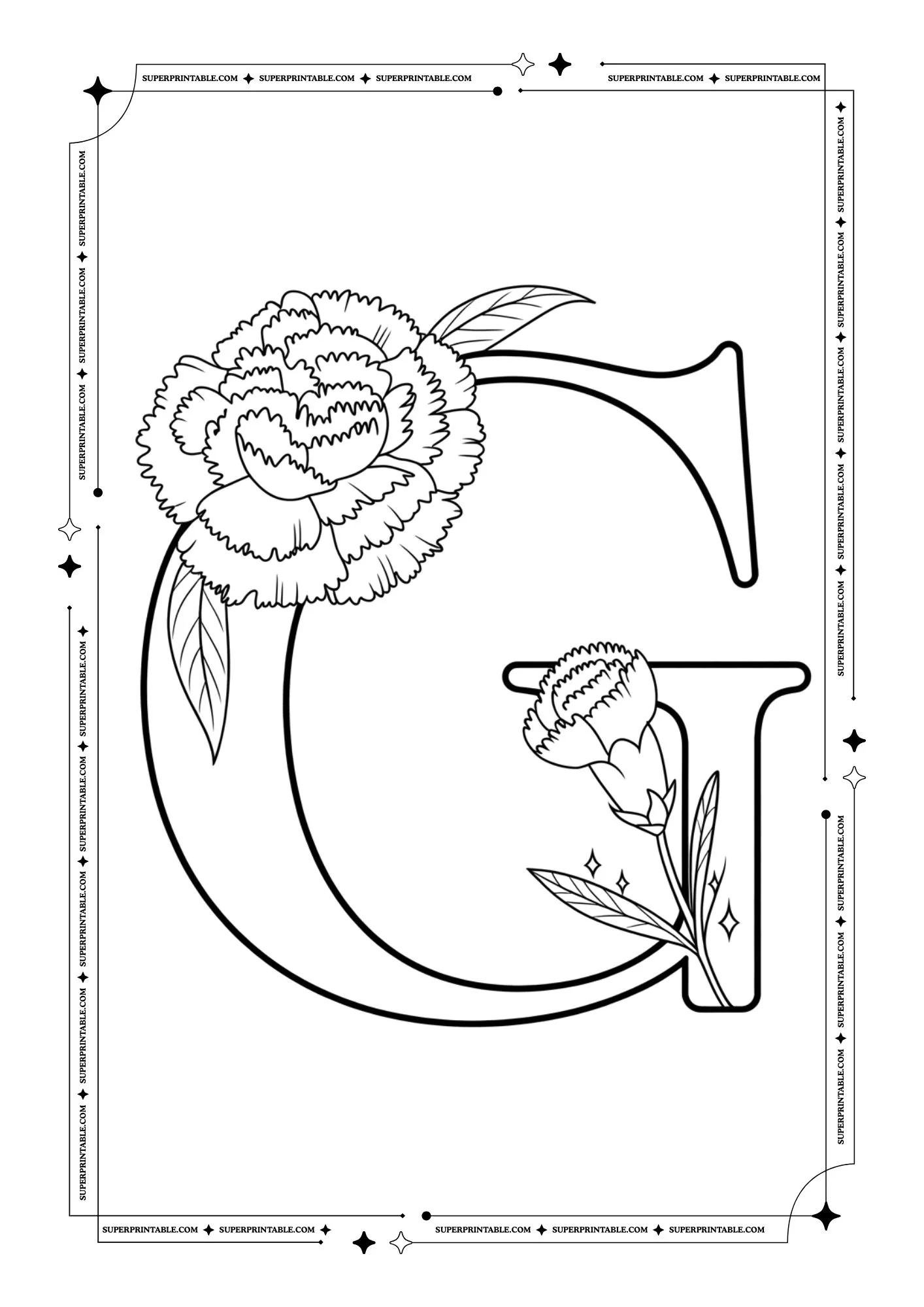 Carnation Alphabet Coloring Pages 7