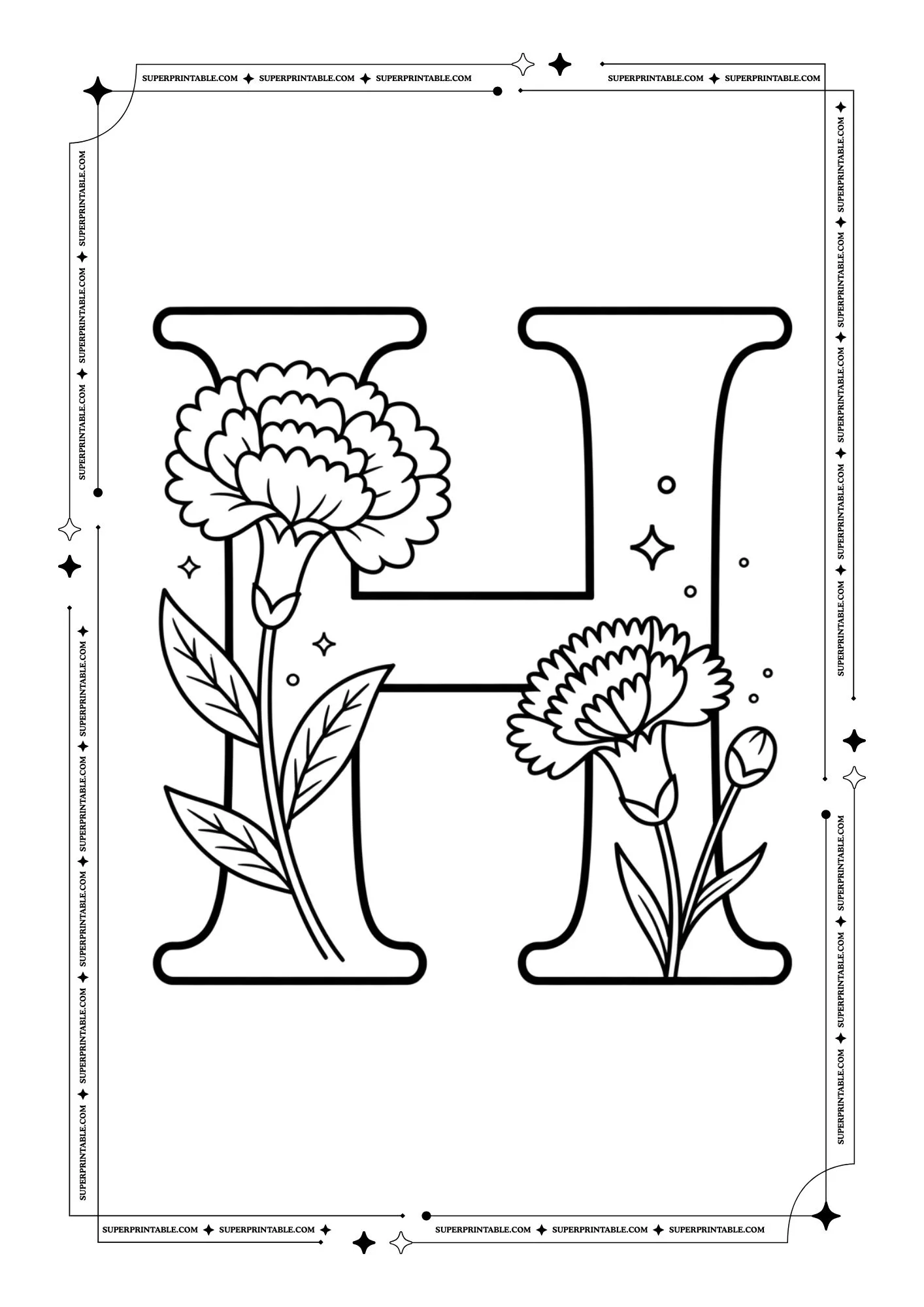 Carnation Alphabet Coloring Pages 8