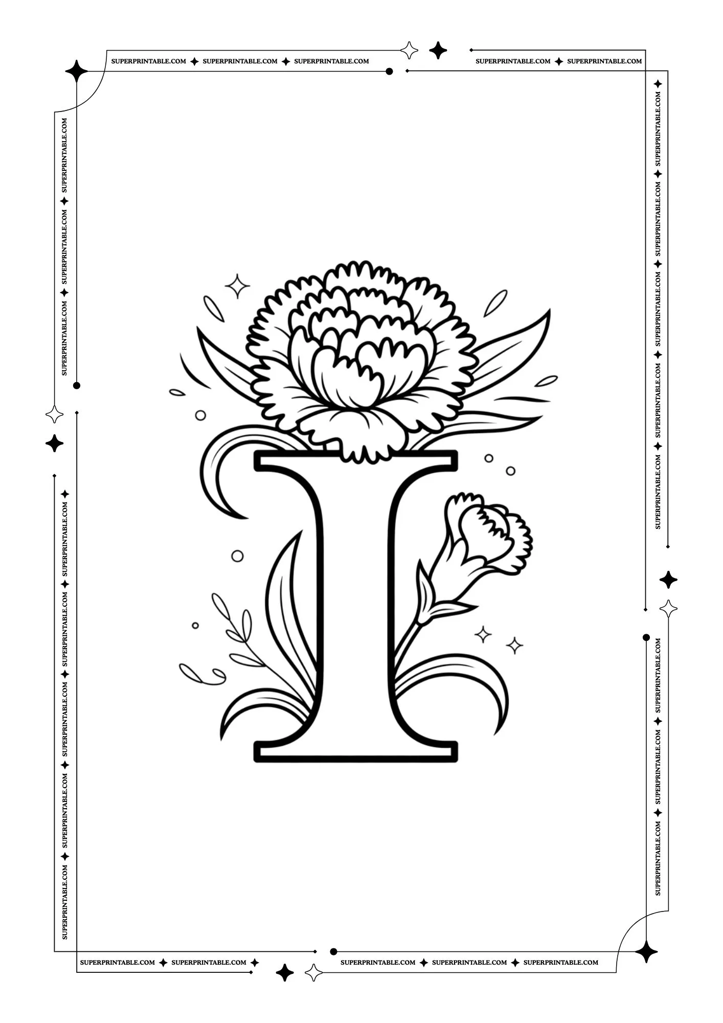 Carnation Alphabet Coloring Pages 9