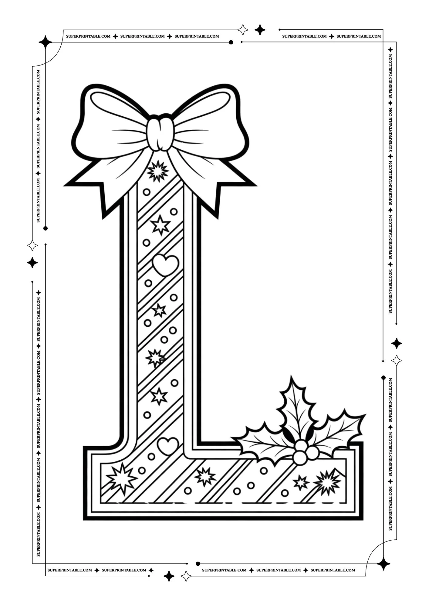 Christmas Bow Peppermint Alphabet Coloring Pages 12