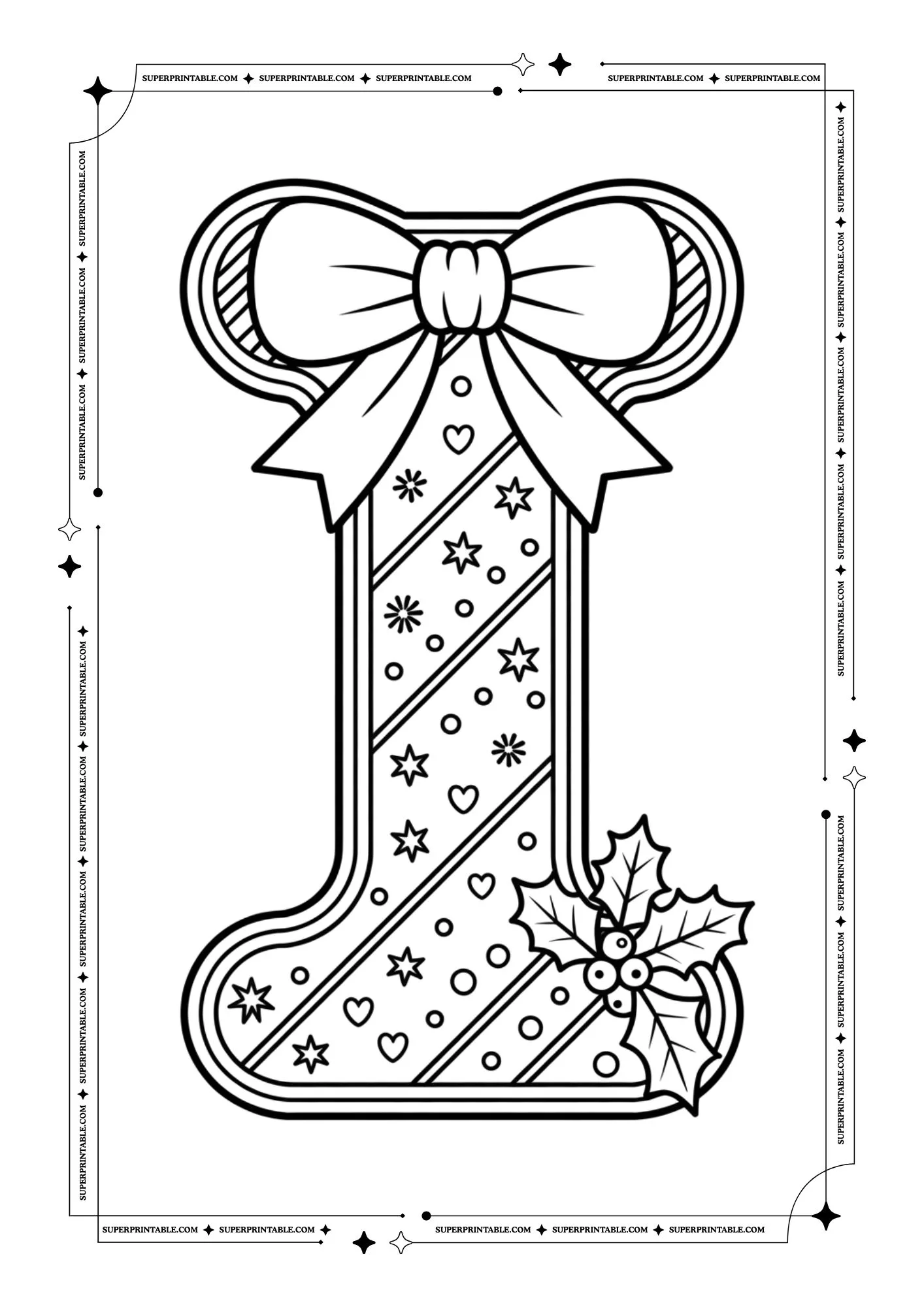 Christmas Bow Peppermint Alphabet Coloring Pages 9