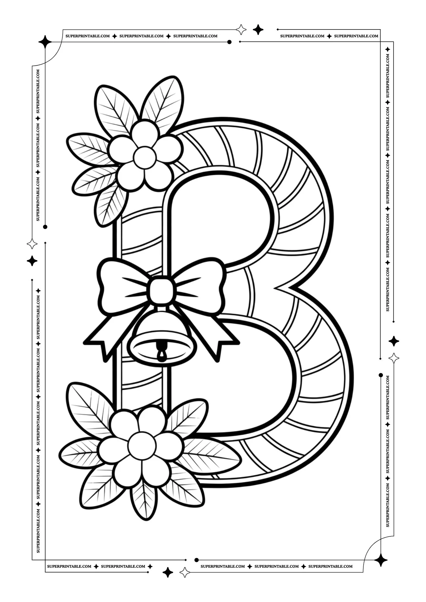 Christmas Candycane Alphabet Coloring Pages 2