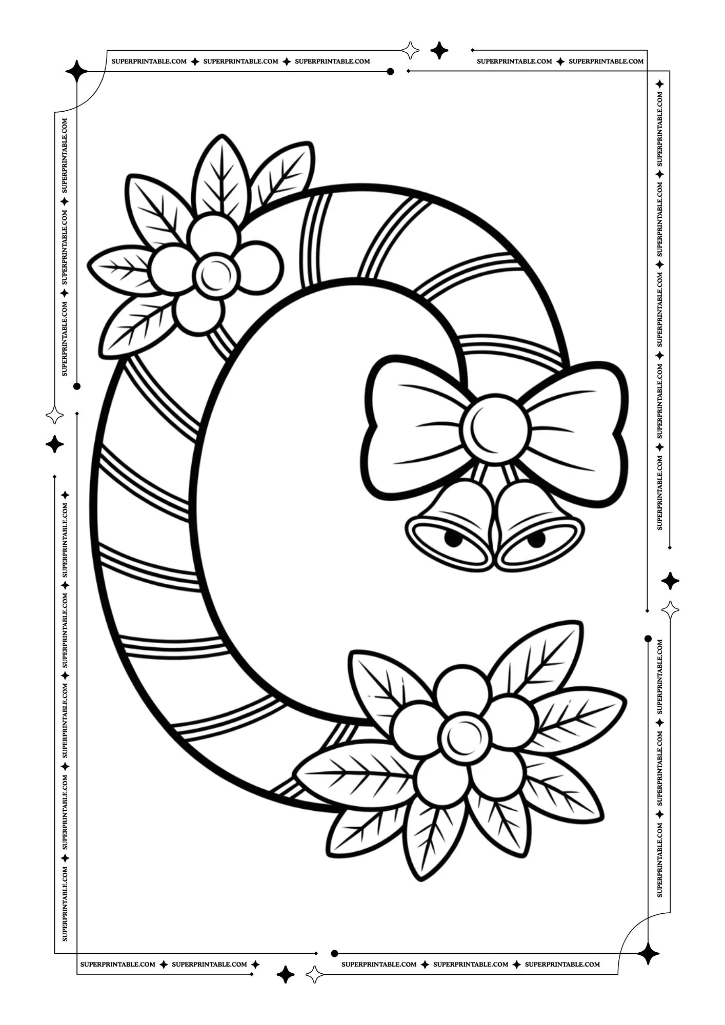 Christmas Candycane Alphabet Coloring Pages 3