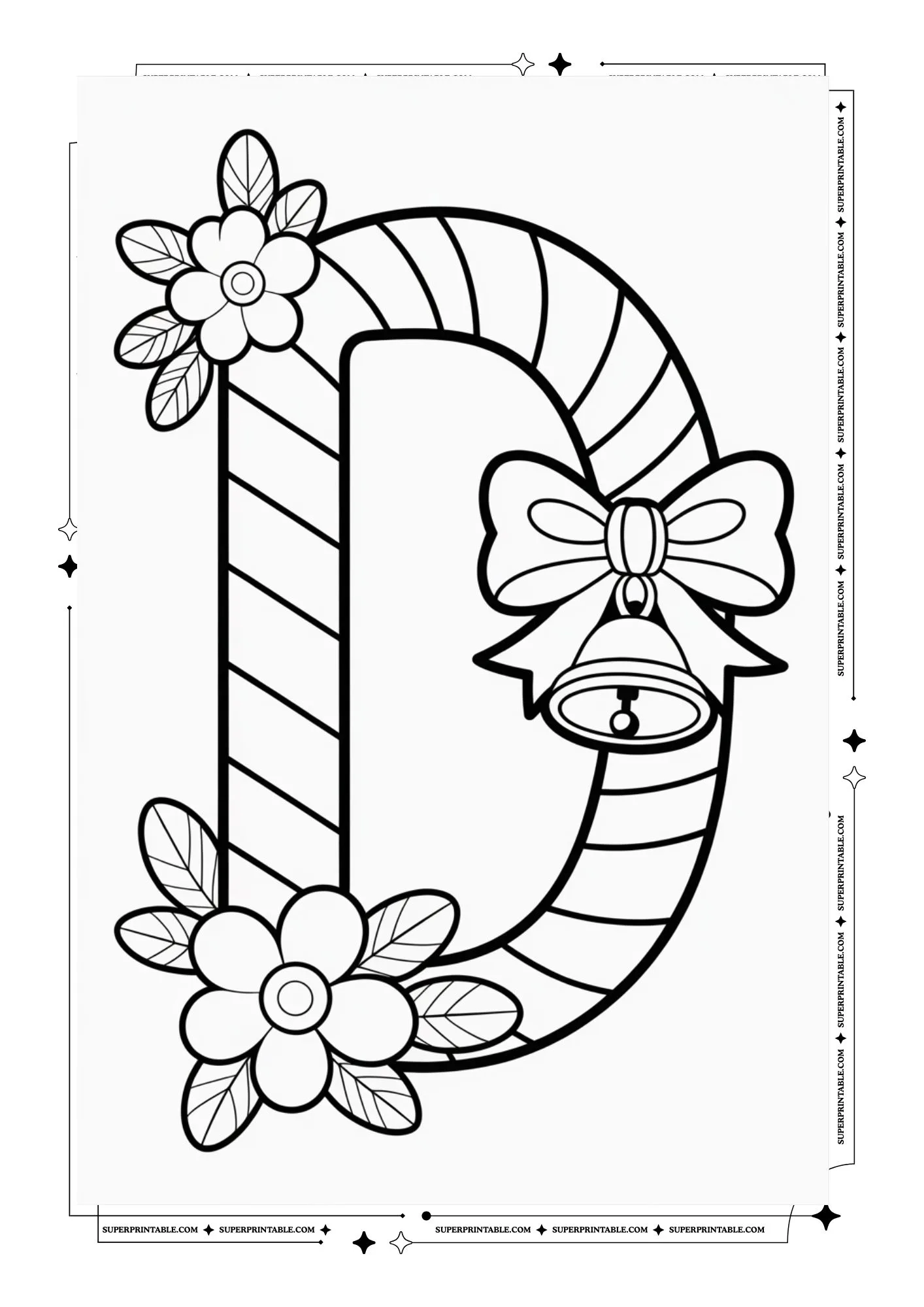 Christmas Candycane Alphabet Coloring Pages 4