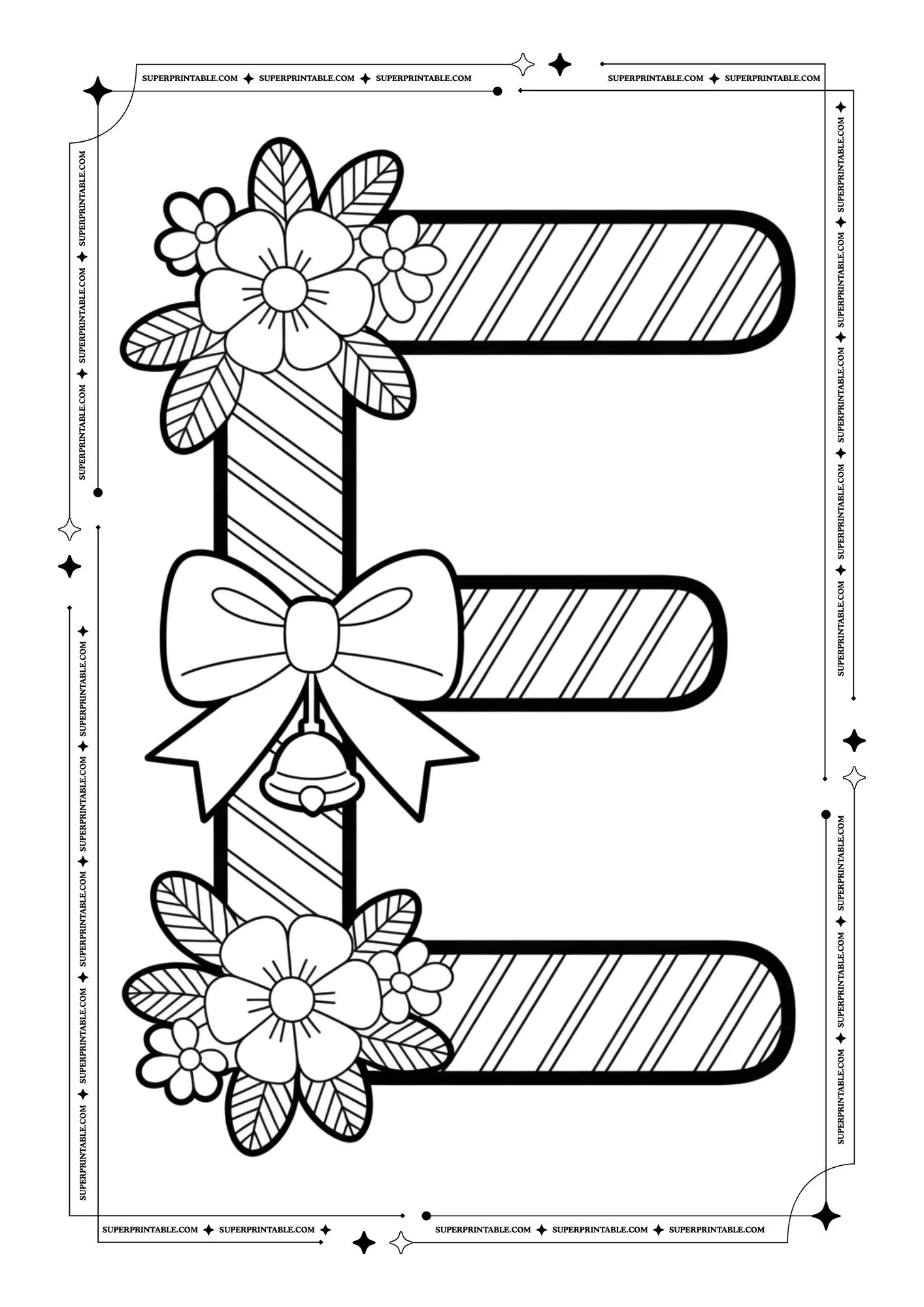 Christmas Candycane Alphabet Coloring Pages 5