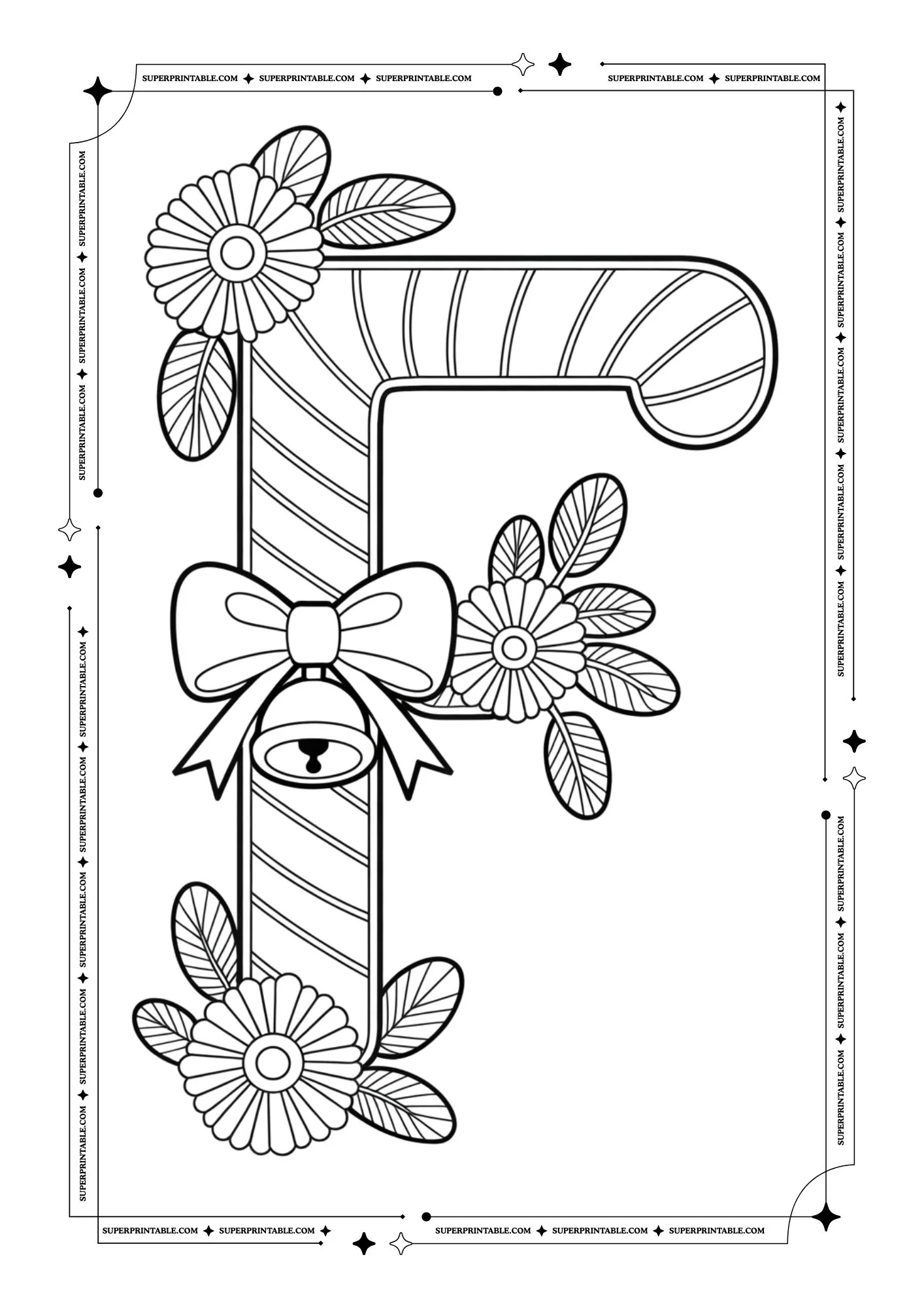 Christmas Candycane Alphabet Coloring Pages 6