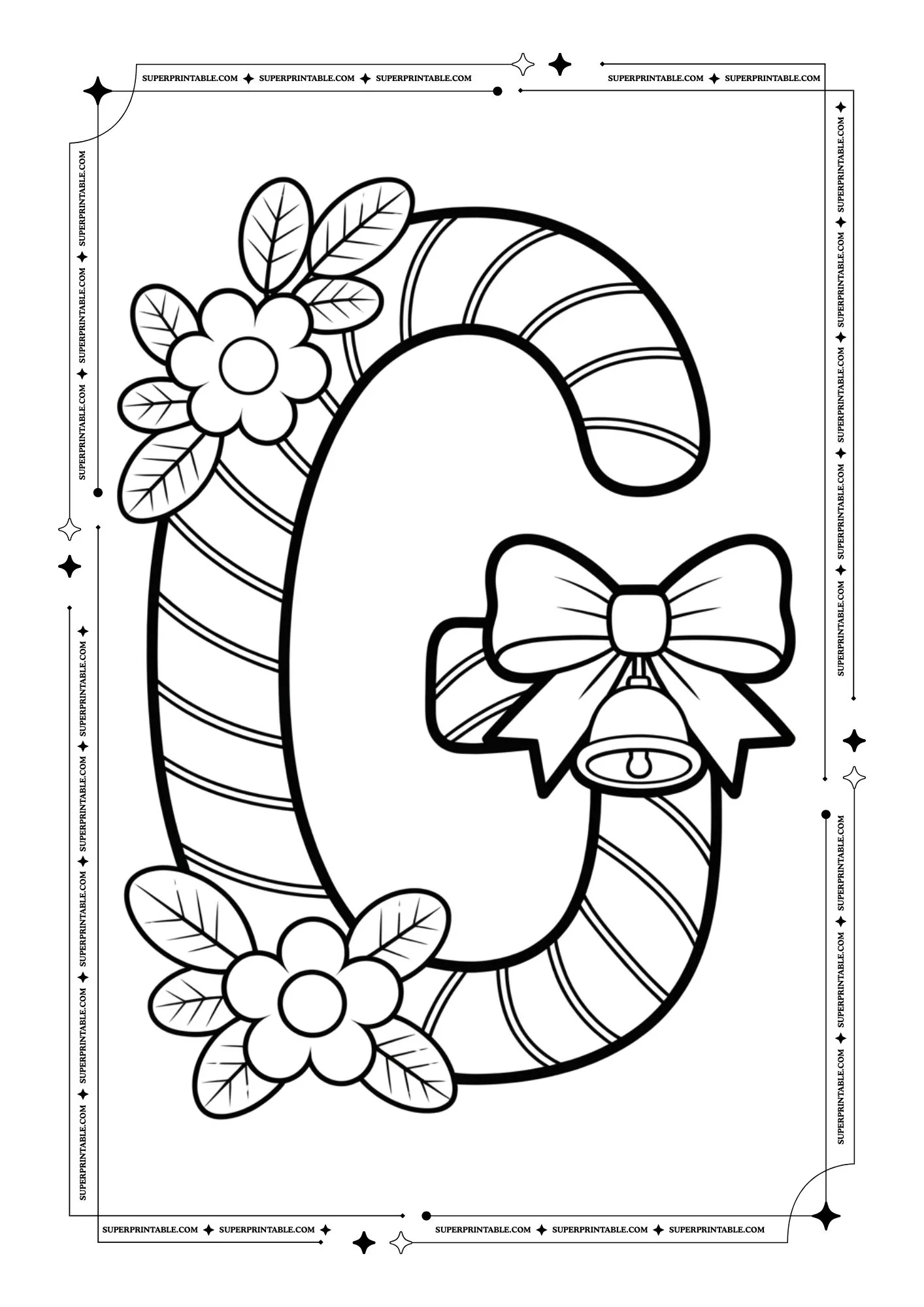 Christmas Candycane Alphabet Coloring Pages 7