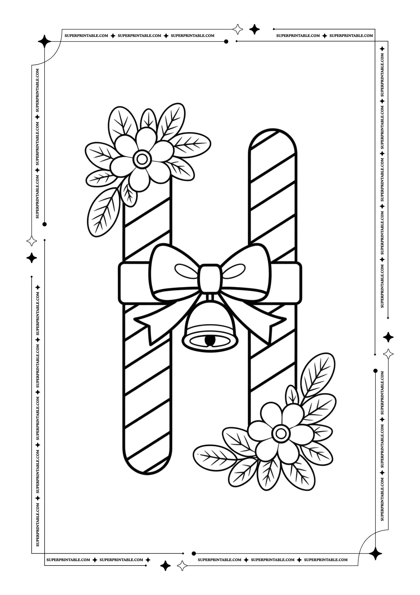 Christmas Candycane Alphabet Coloring Pages 8