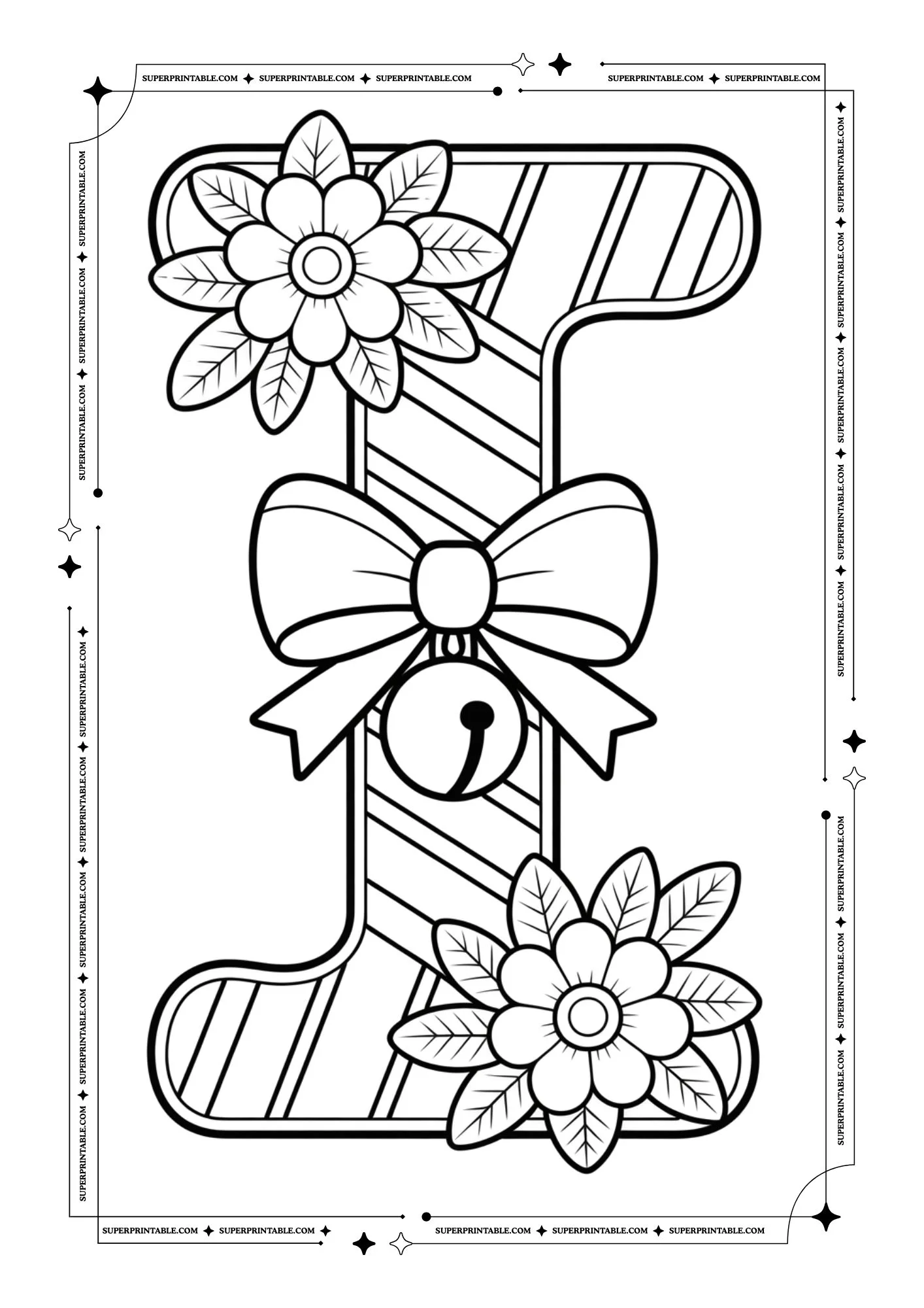 Christmas Candycane Alphabet Coloring Pages 9