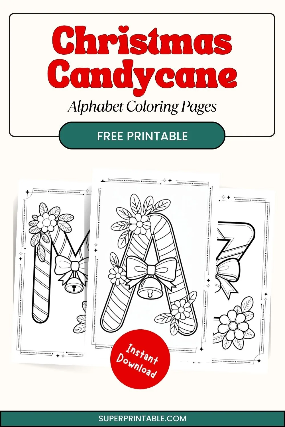 Christmas Candycane Alphabet Coloring Pages Pinterest Image