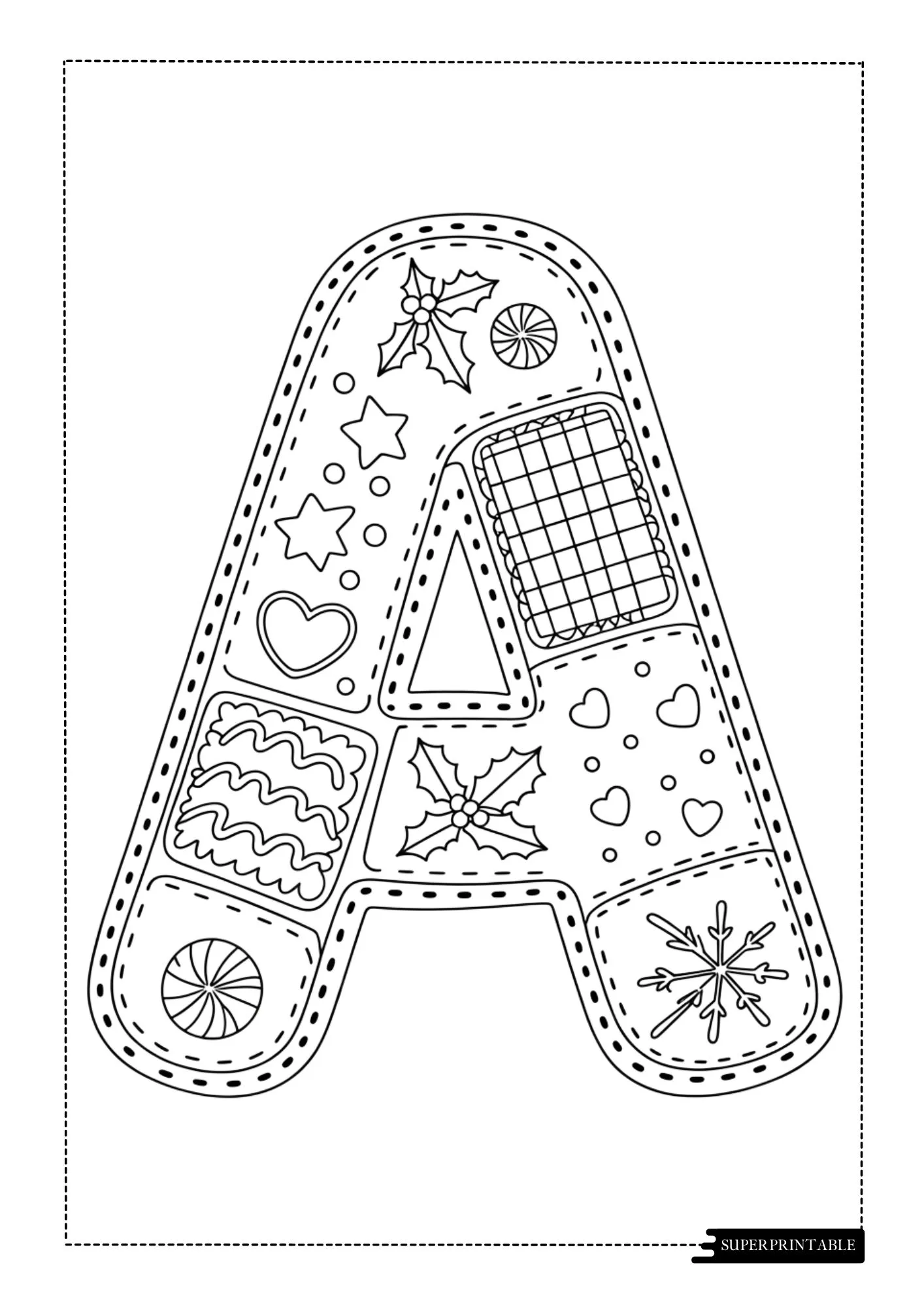 Christmas Cookie Patch Alphabet Coloring Pages 1