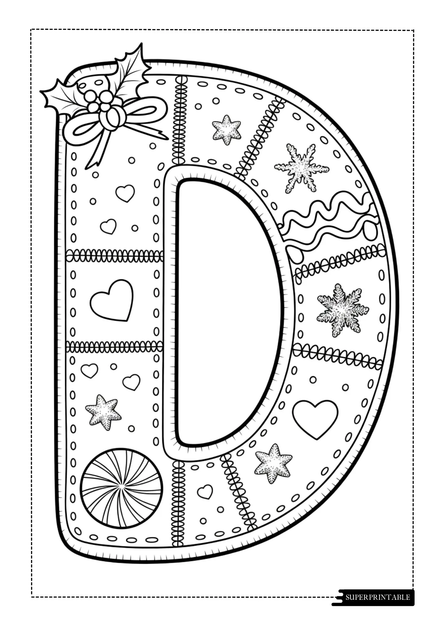 Christmas Cookie Patch Alphabet Coloring Pages 4