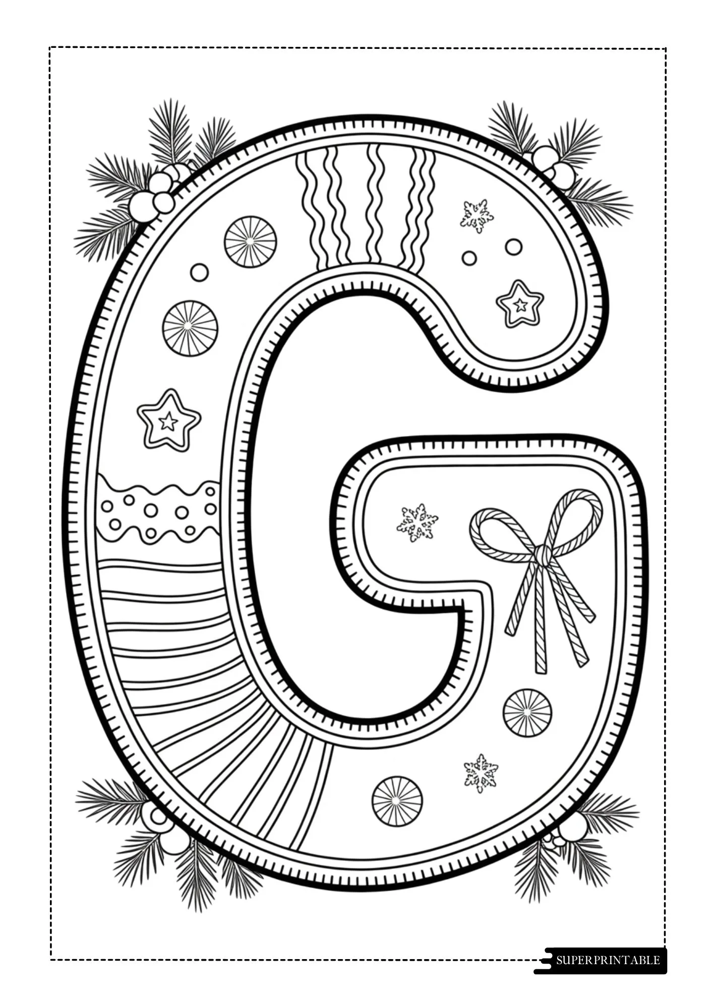 Christmas Cookie Patch Alphabet Coloring Pages 7