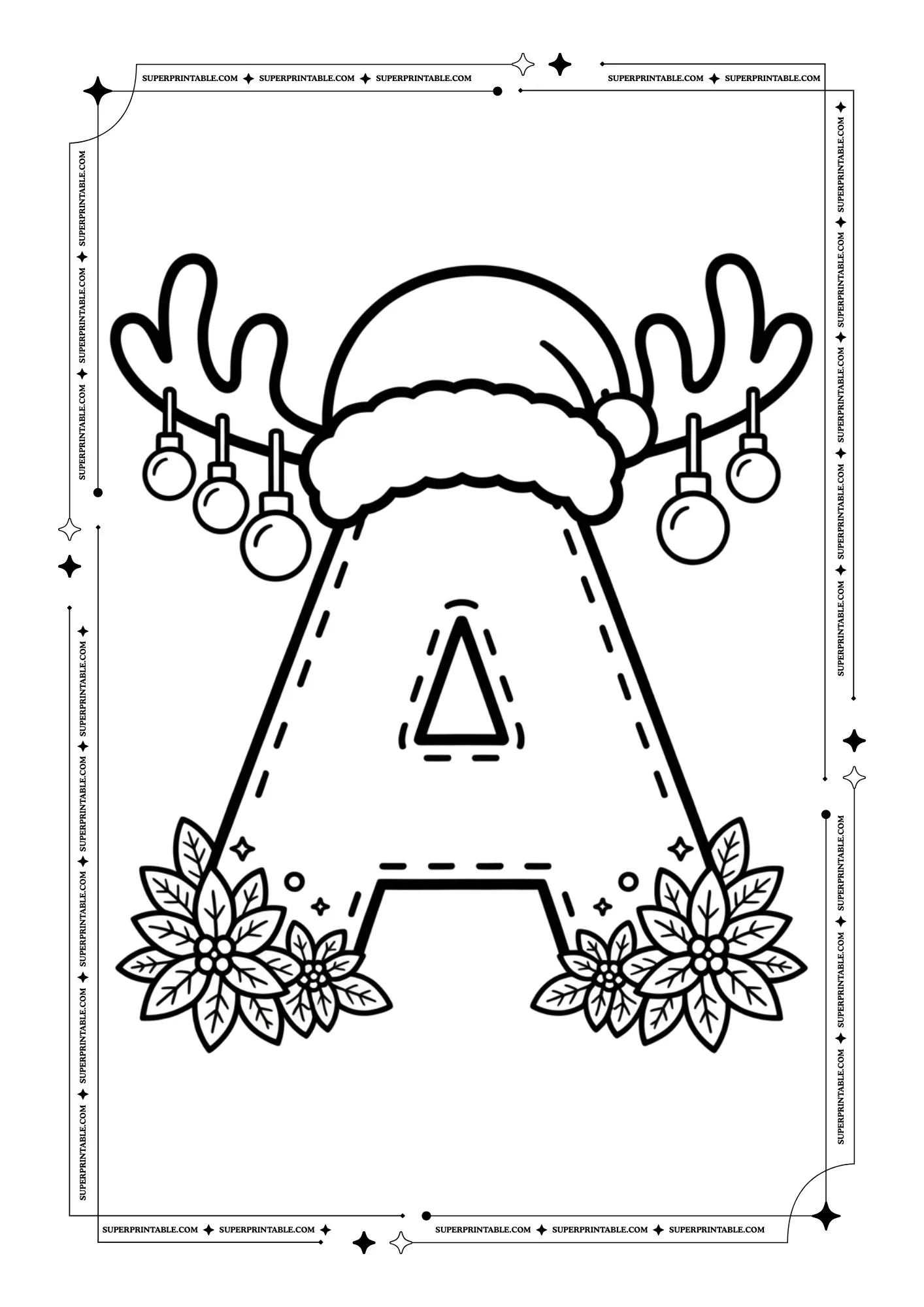 Christmas Decor Alphabet Coloring Pages 1