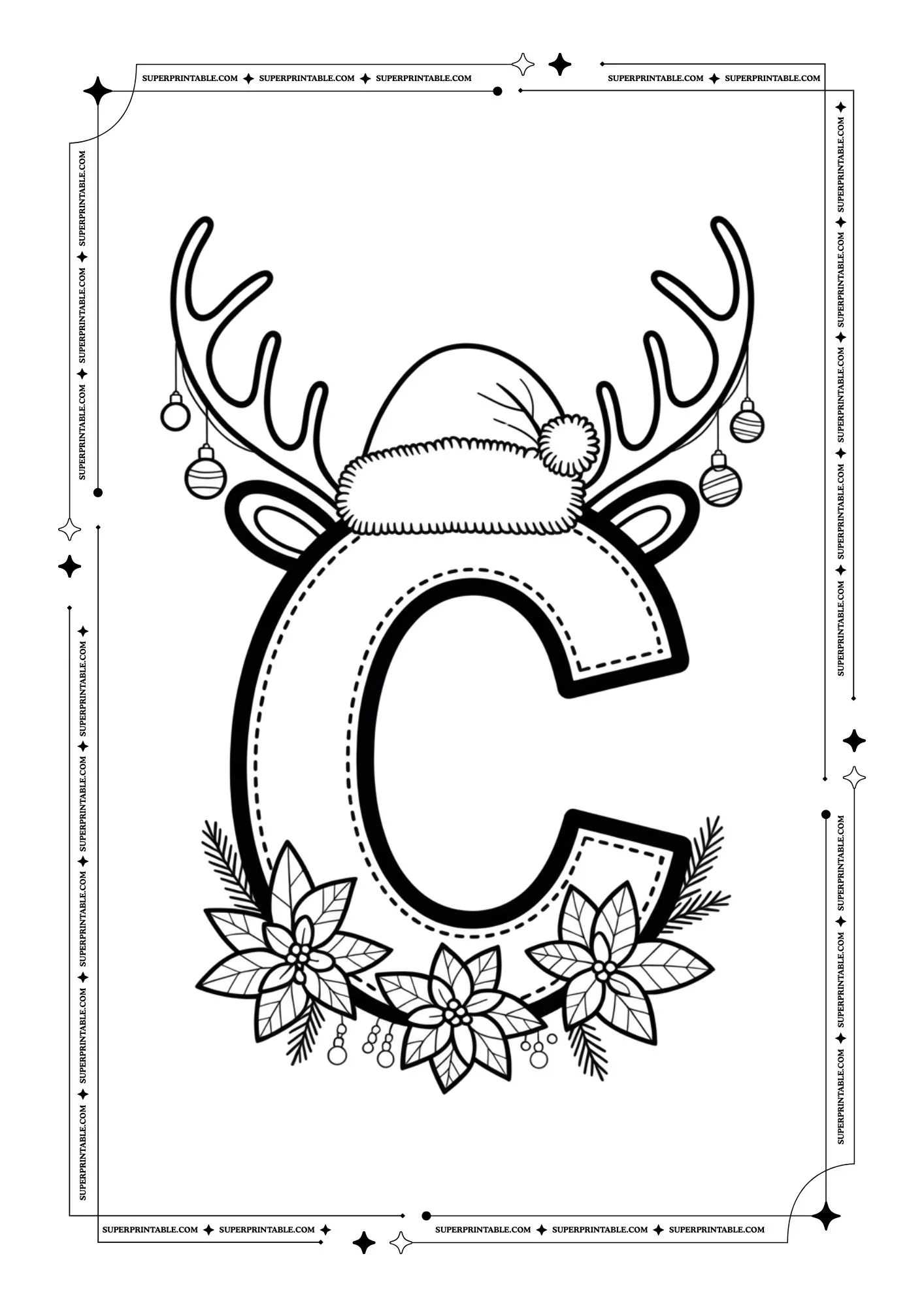 Christmas Decor Alphabet Coloring Pages 3