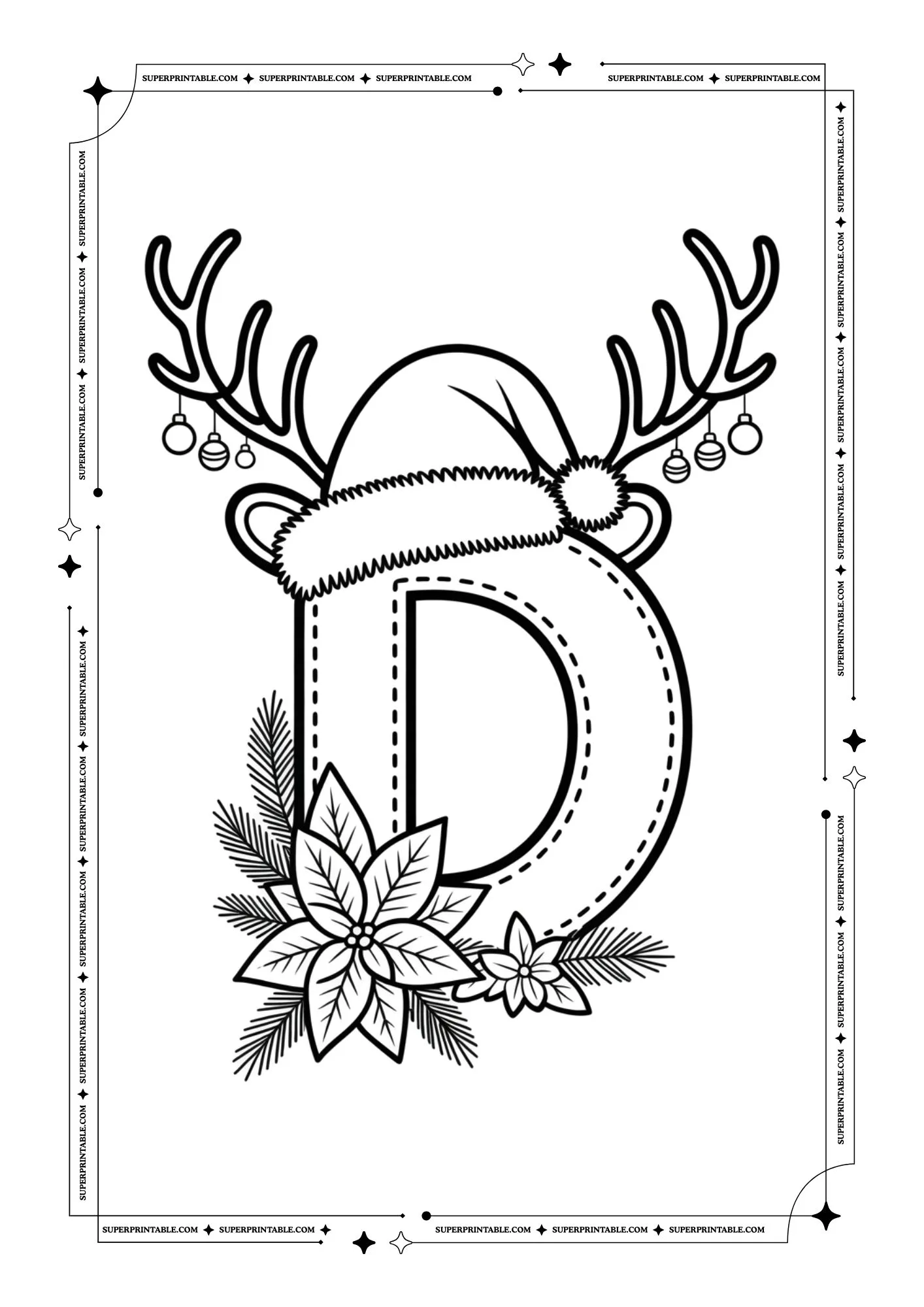 Christmas Decor Alphabet Coloring Pages 4