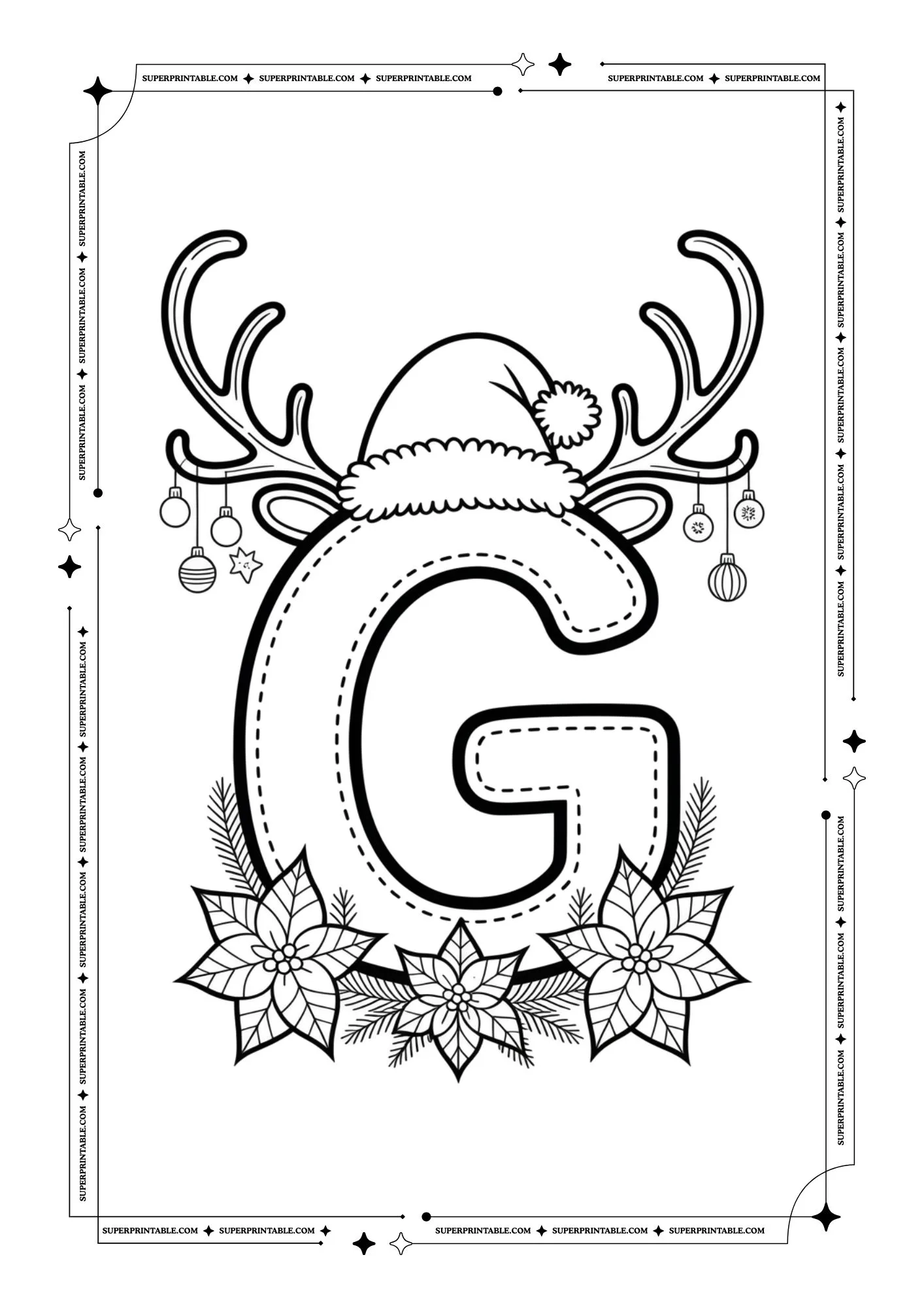 Christmas Decor Alphabet Coloring Pages 7
