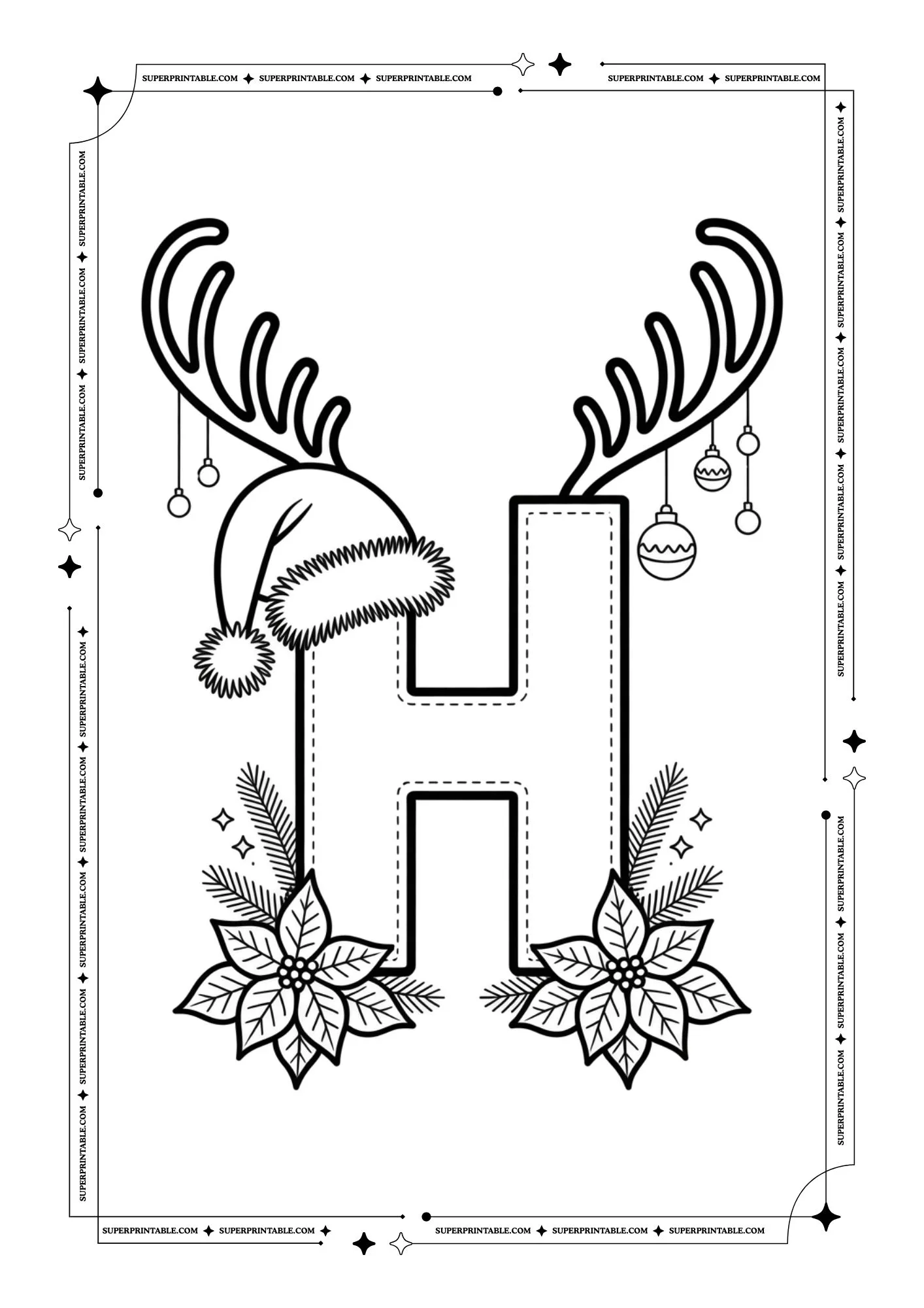 Christmas Decor Alphabet Coloring Pages 8