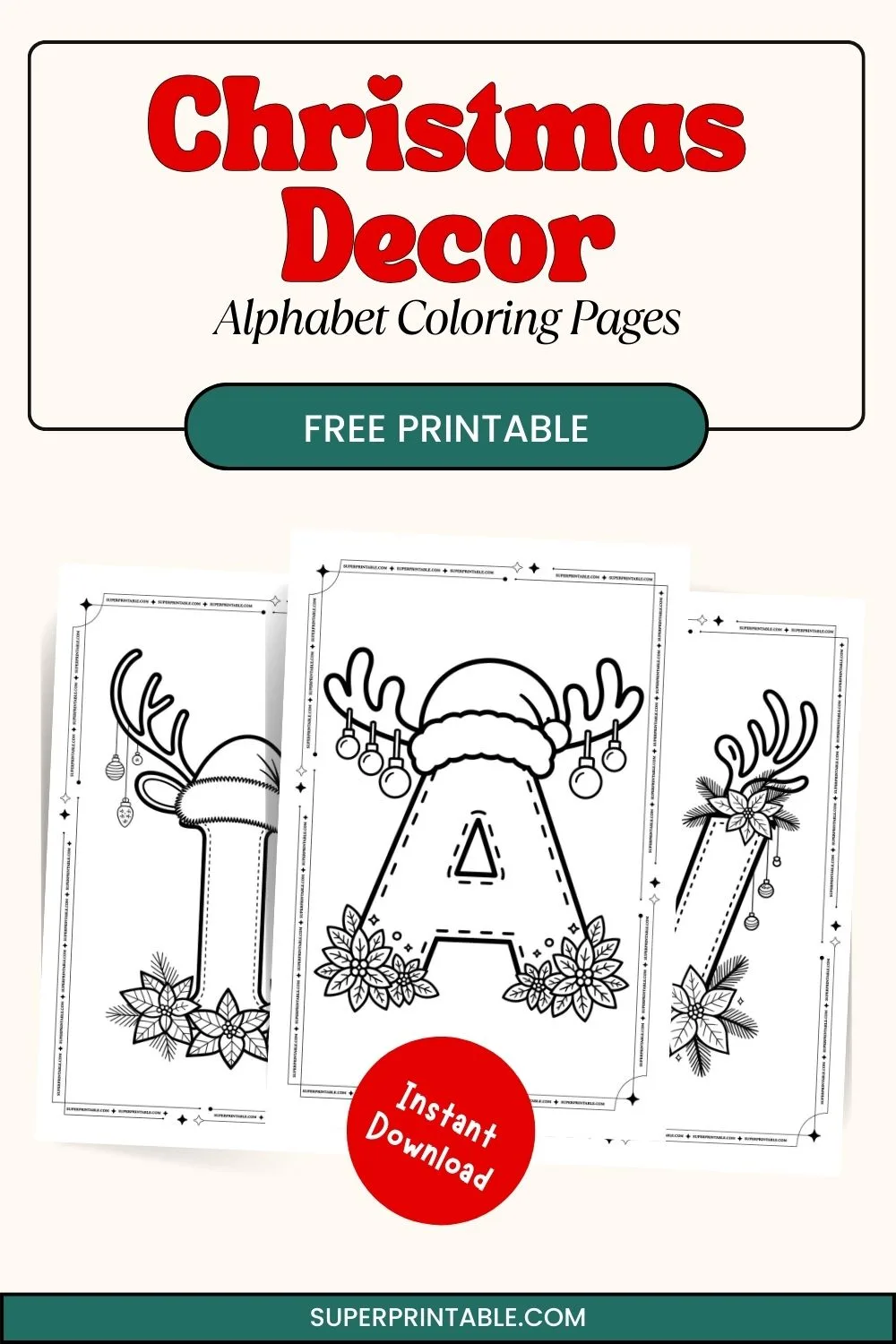 Christmas Decor Alphabet Coloring Pages Pinterest Image