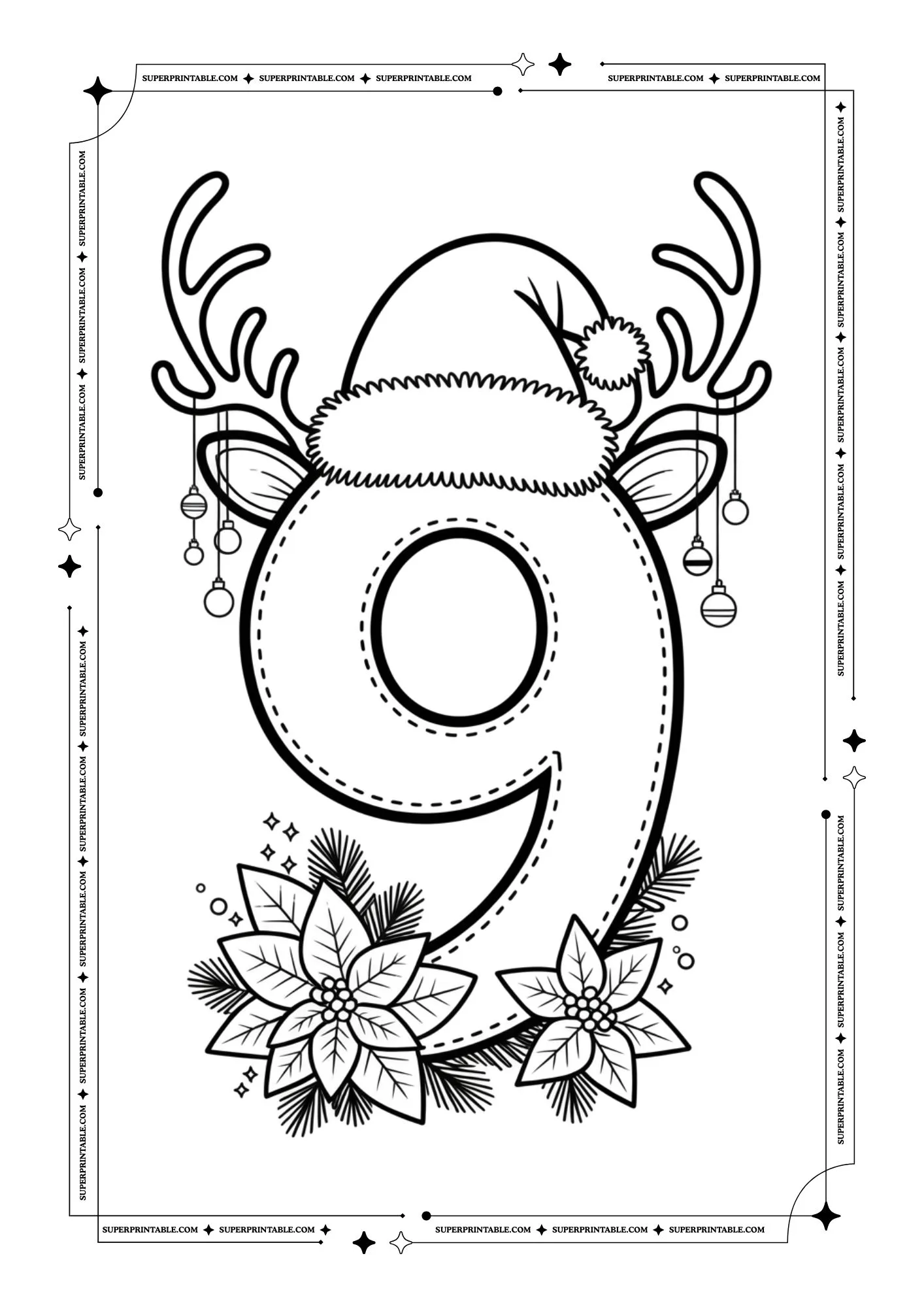 Christmas Decor Number Coloring Pages 10