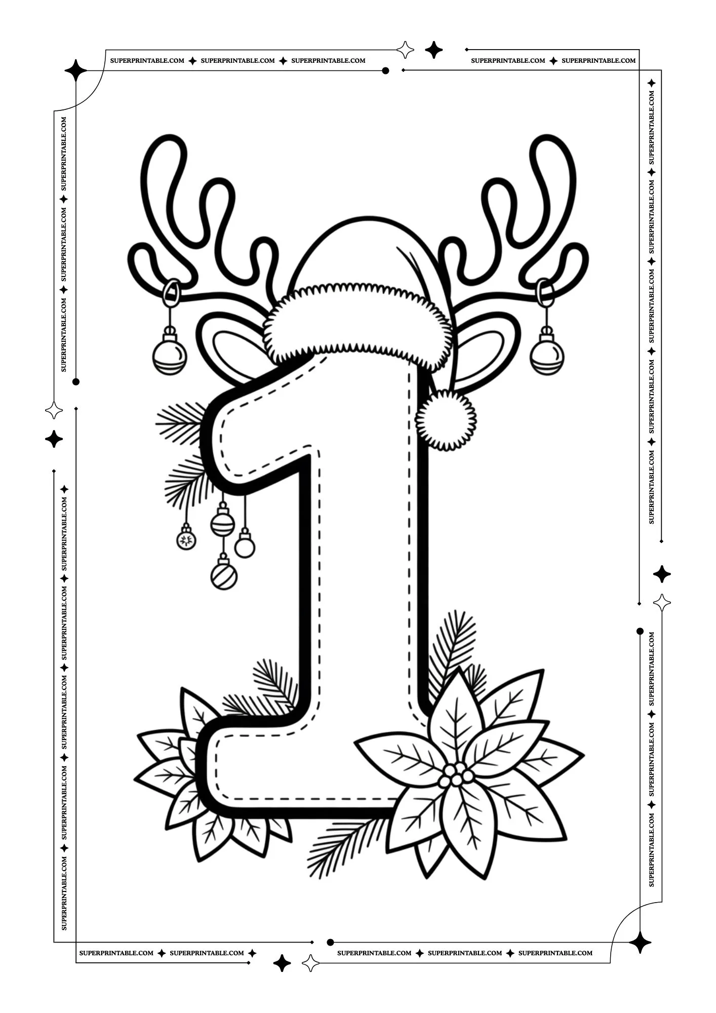 Christmas Decor Number Coloring Pages 2