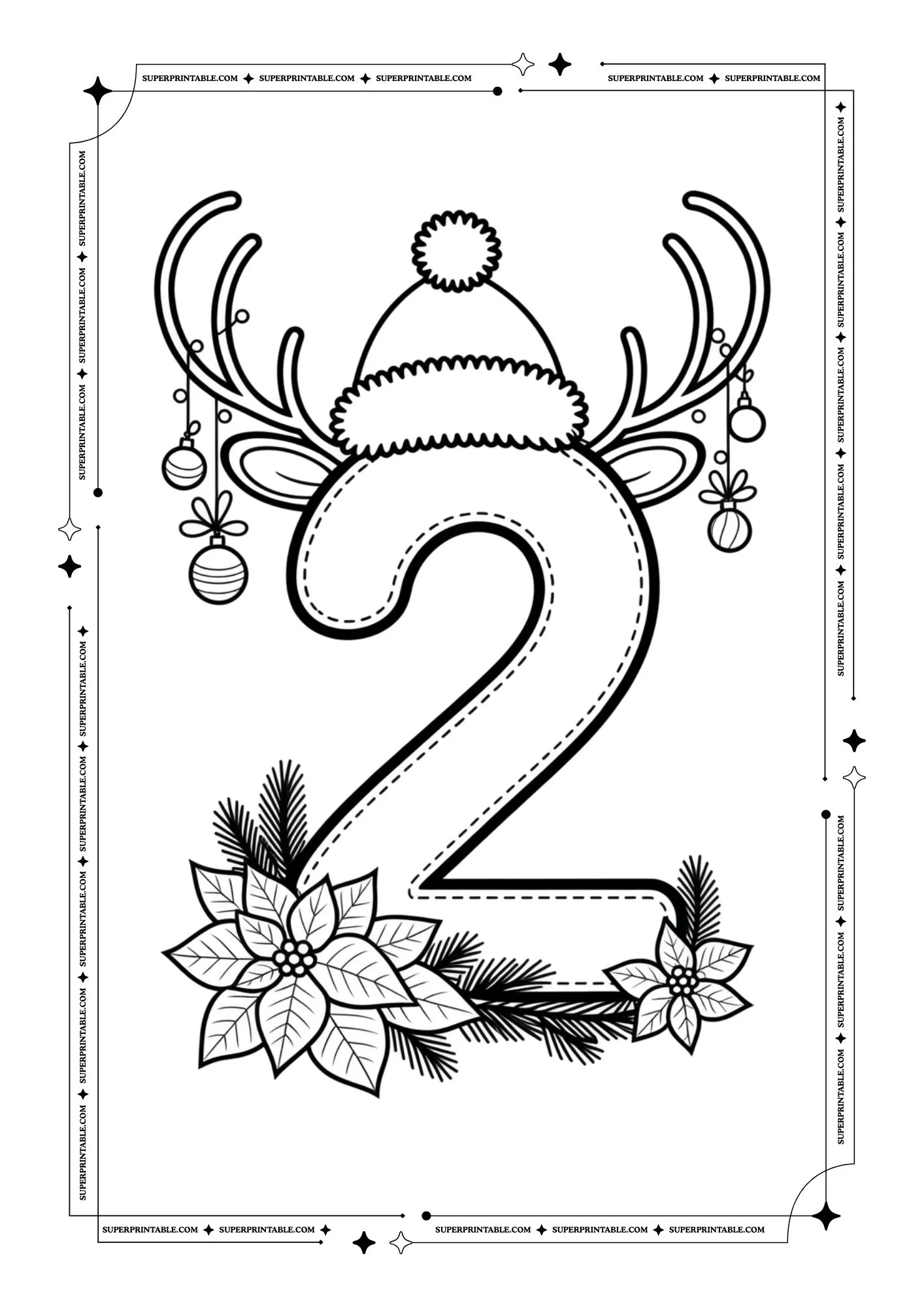Christmas Decor Number Coloring Pages 3