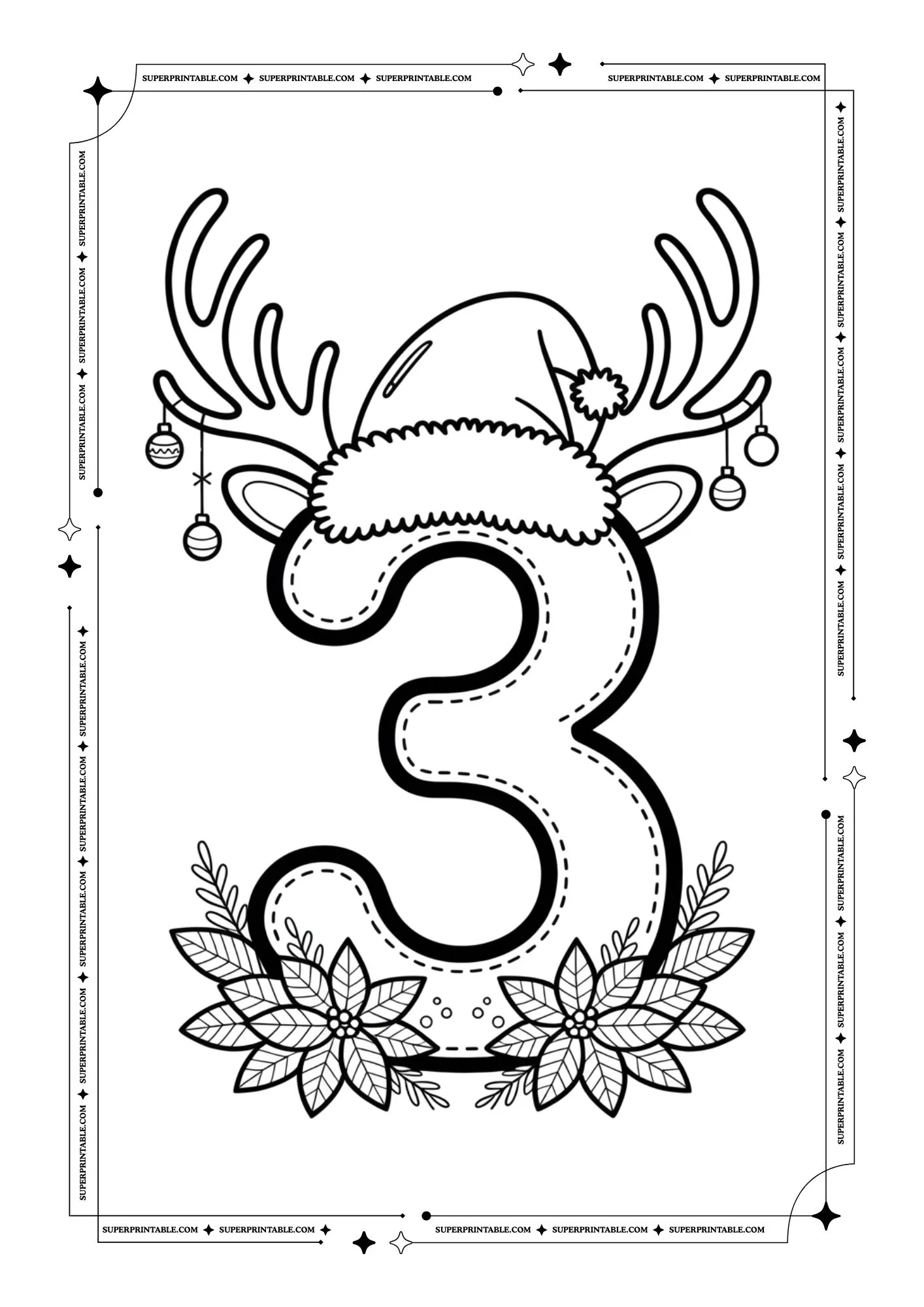 Christmas Decor Number Coloring Pages 4
