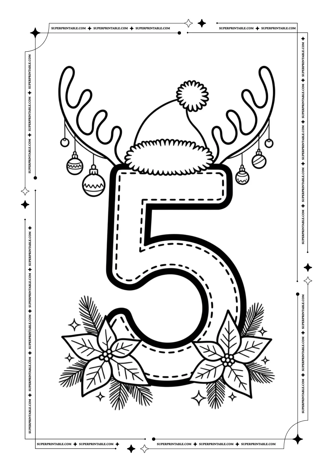 Christmas Decor Number Coloring Pages 6